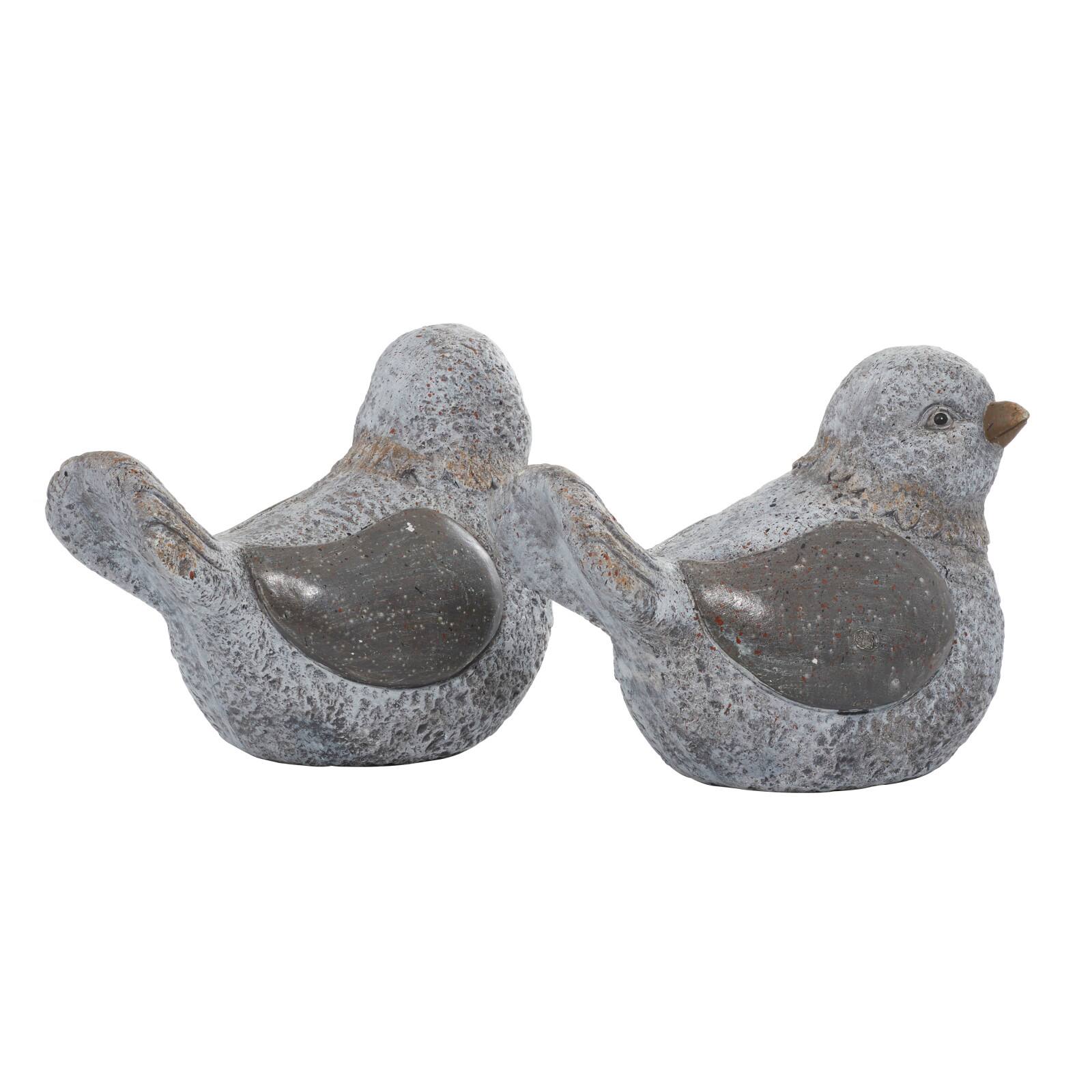 13" Gray Stone Country Bird Garden Sculpture Set