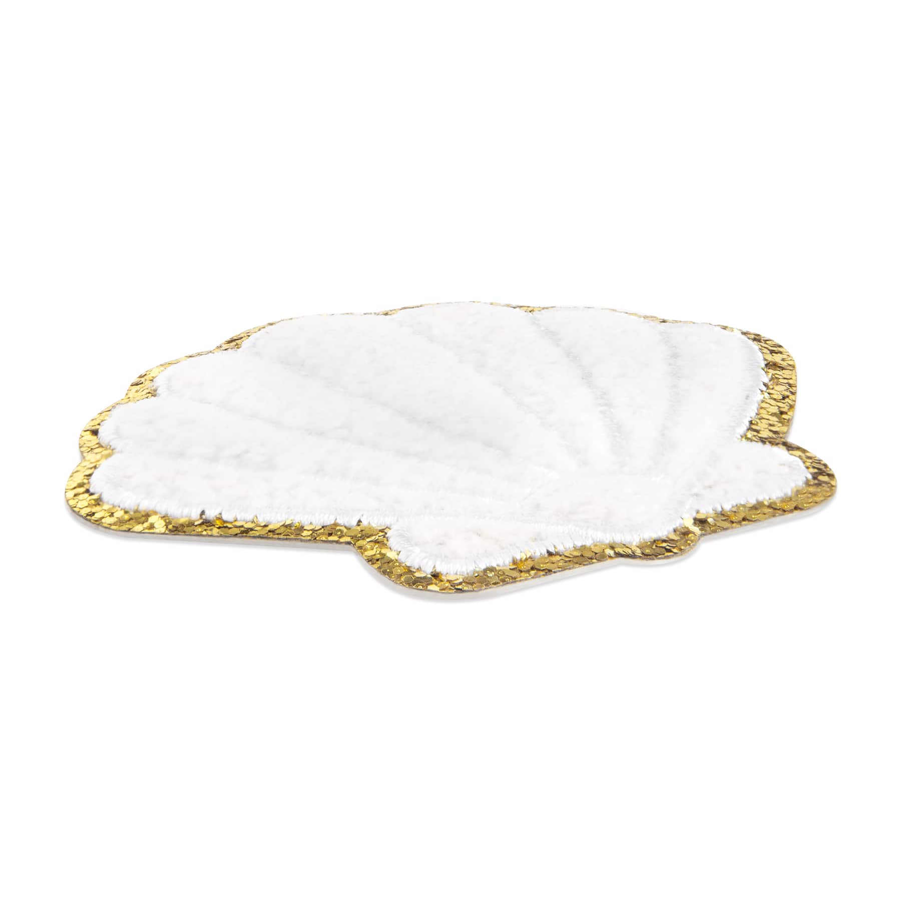 White Embroidered Shell Iron-On & Adhesive Patch by Make Market®