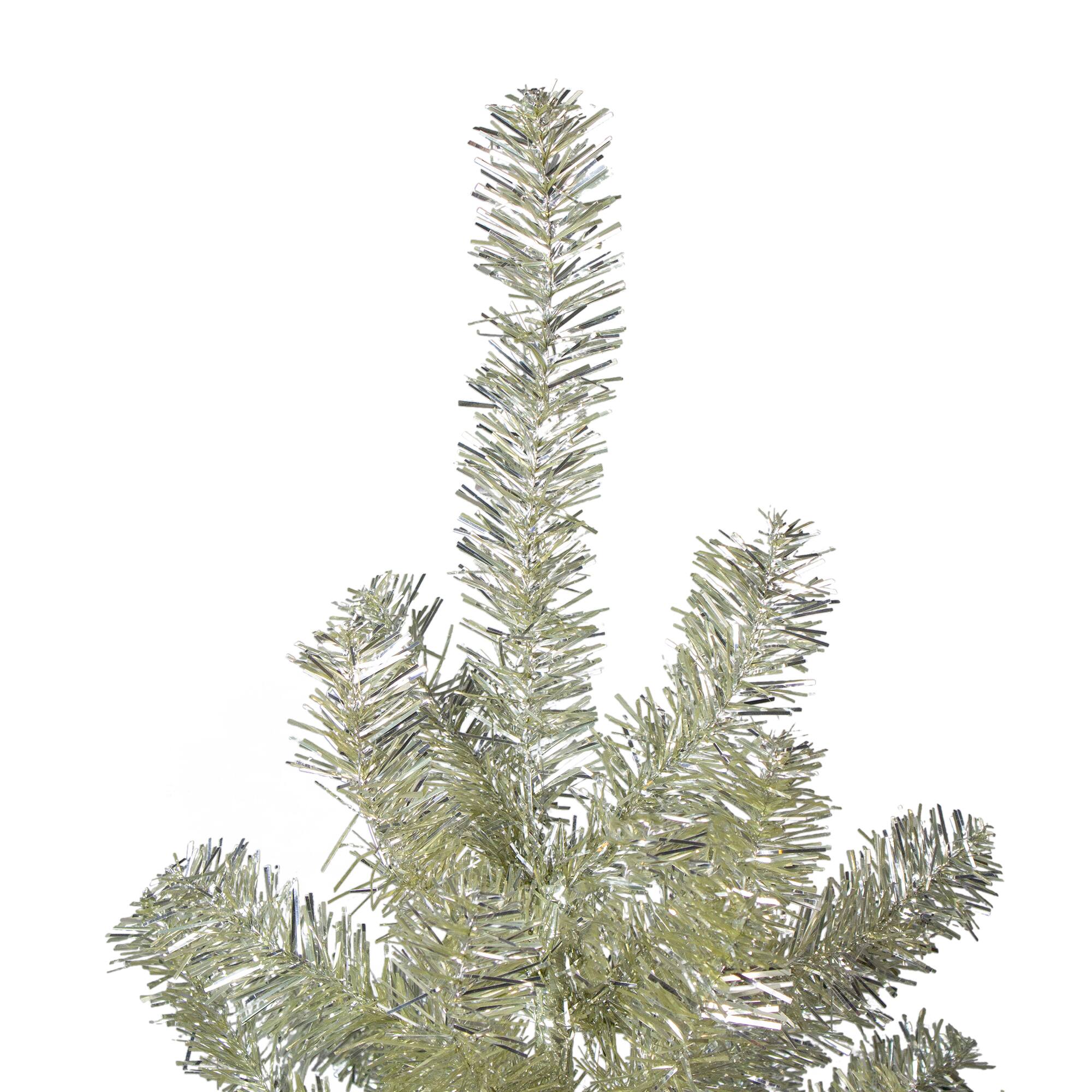 4.5ft. Unlit Metallic Platinum Tinsel Artificial Christmas Tree