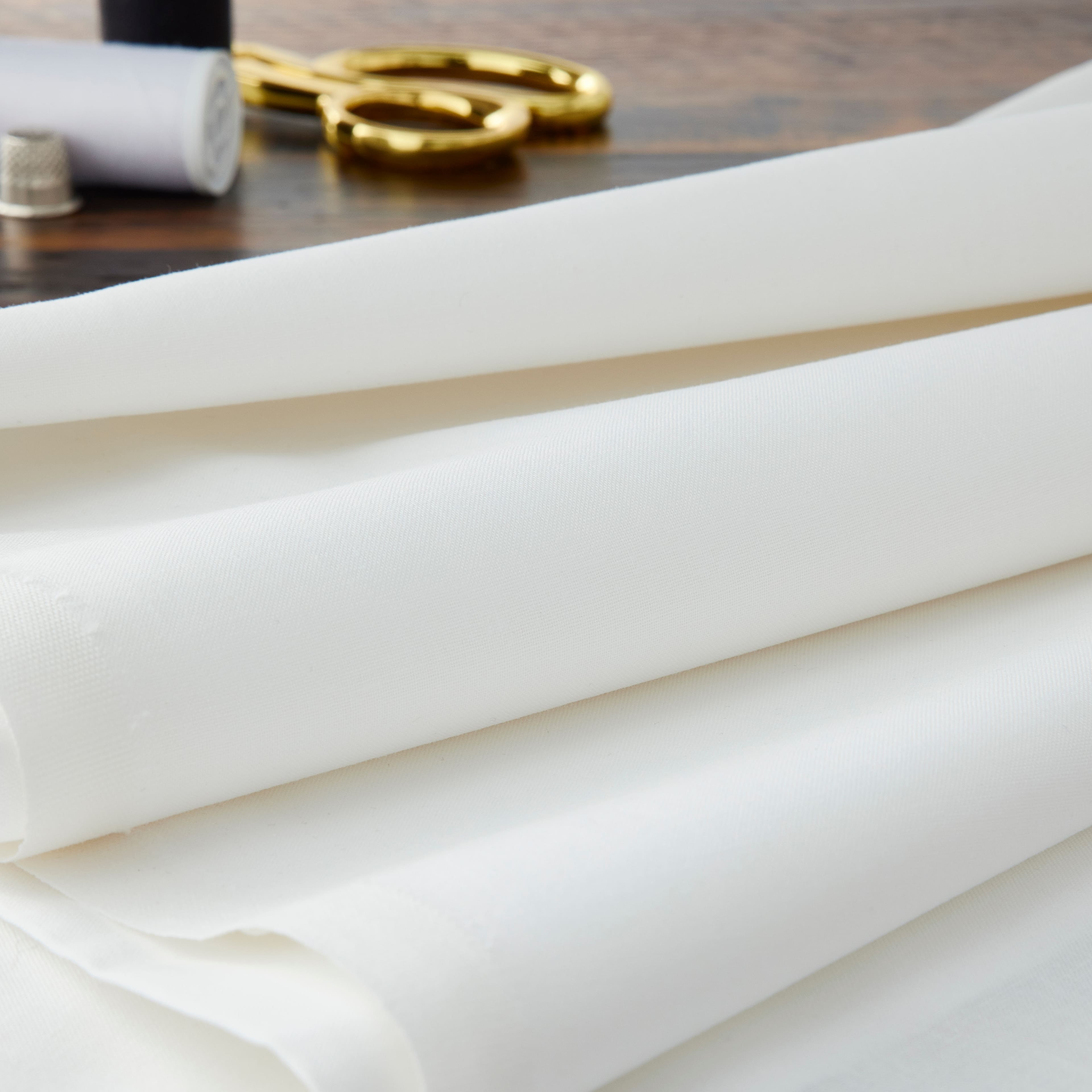 Springs Creative White Solid Cotton Fabric