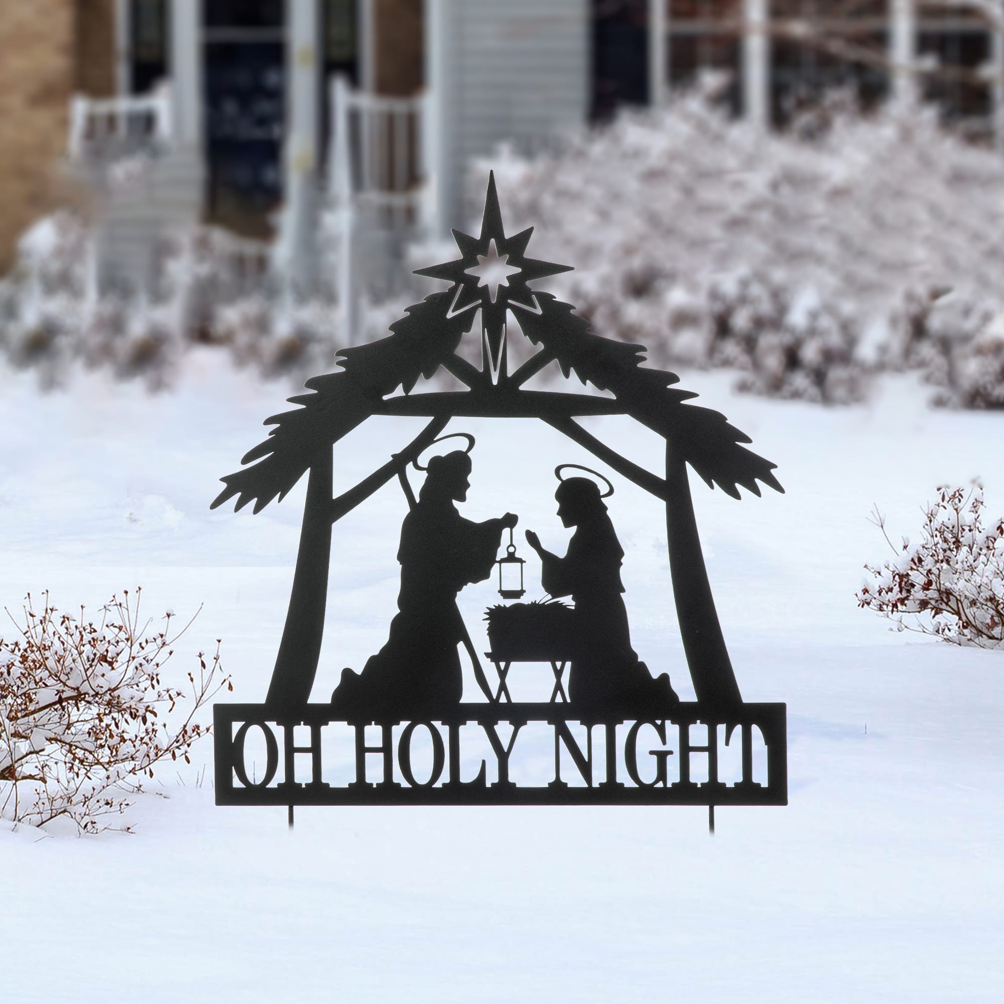Glitzhome® 2.5ft. Metal Nativity Silhouette Yard Stake
