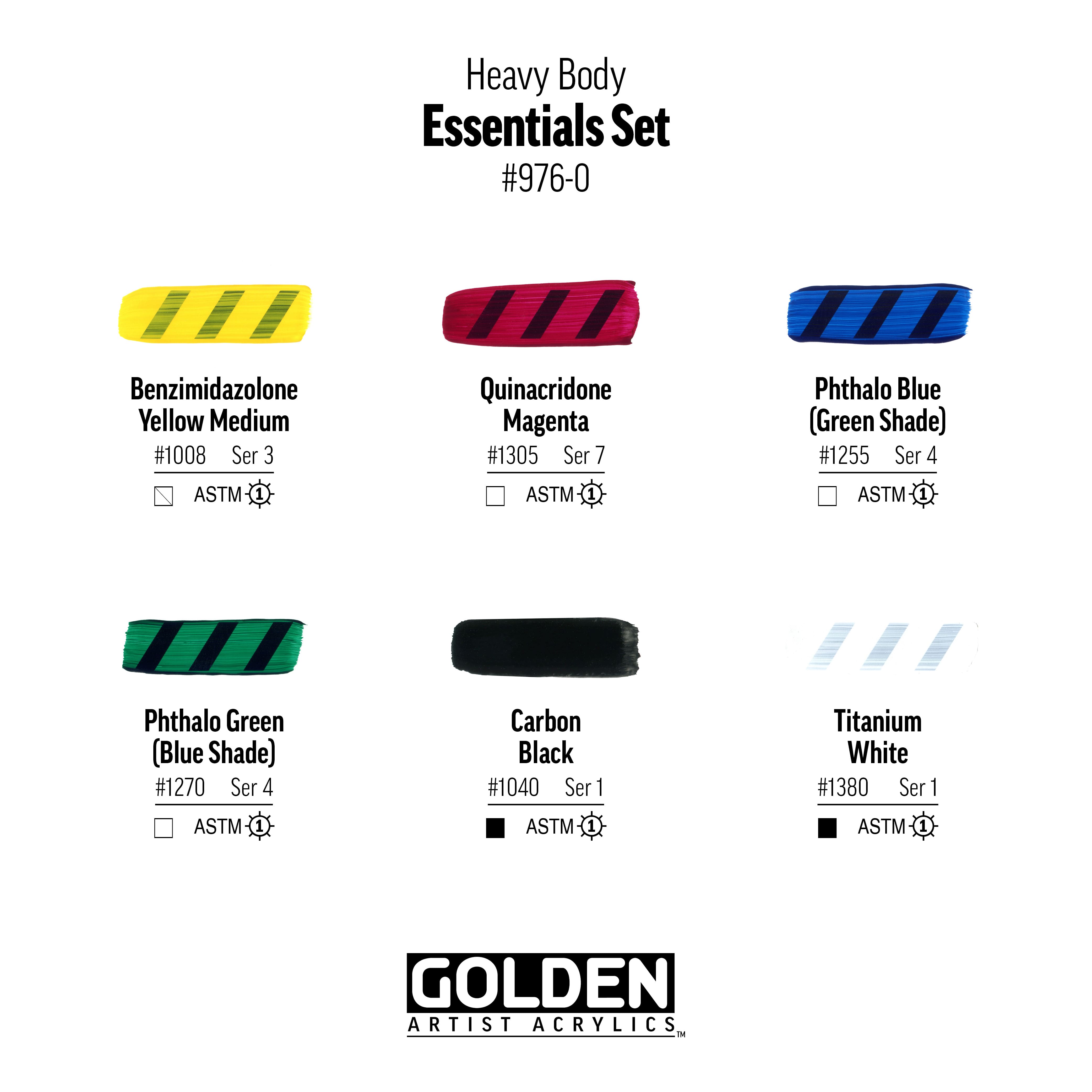 Golden® Heavy Body Acrylics Essentials Set