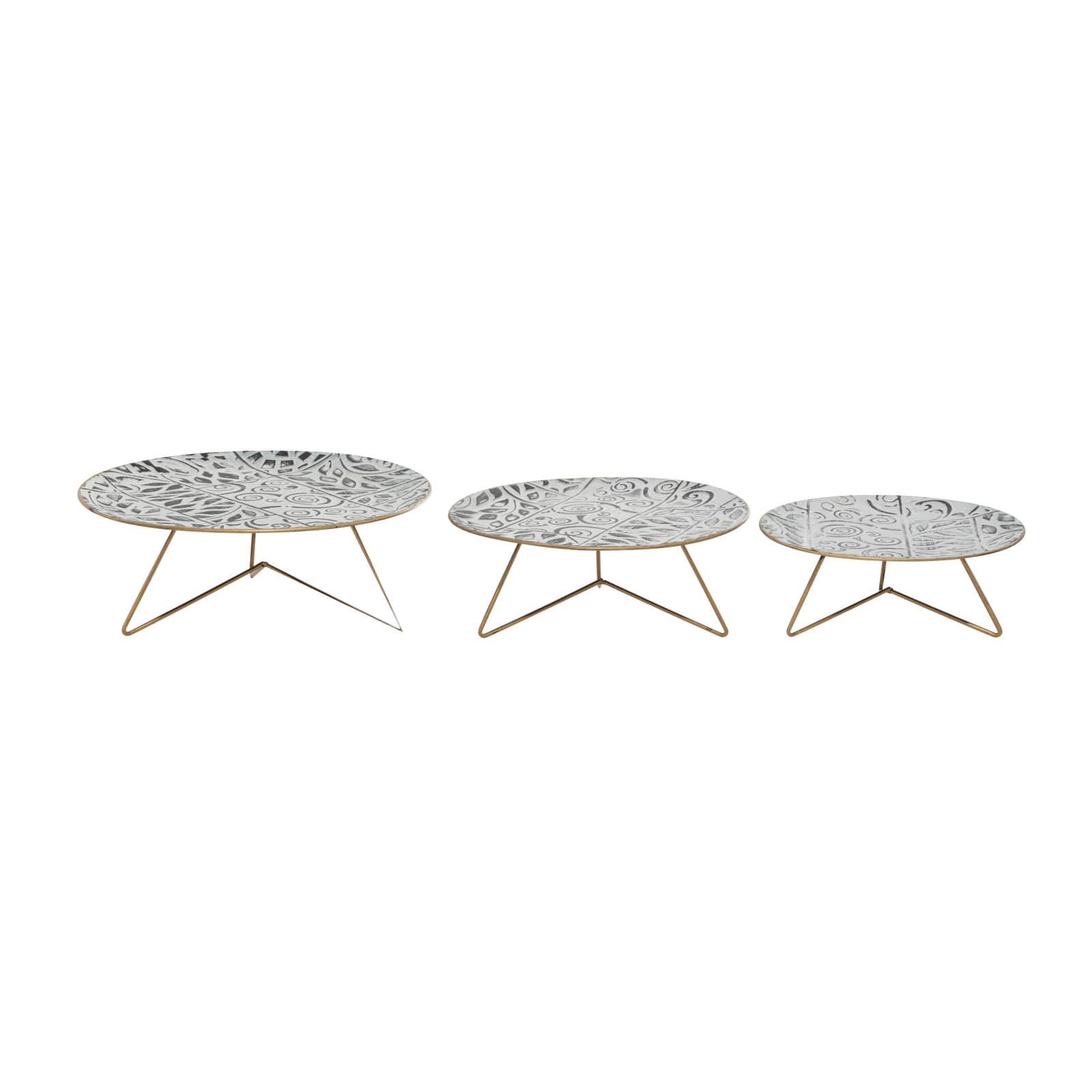 Set of 3 White Metal Farmhouse Cake Stand, 11", 12", 14"