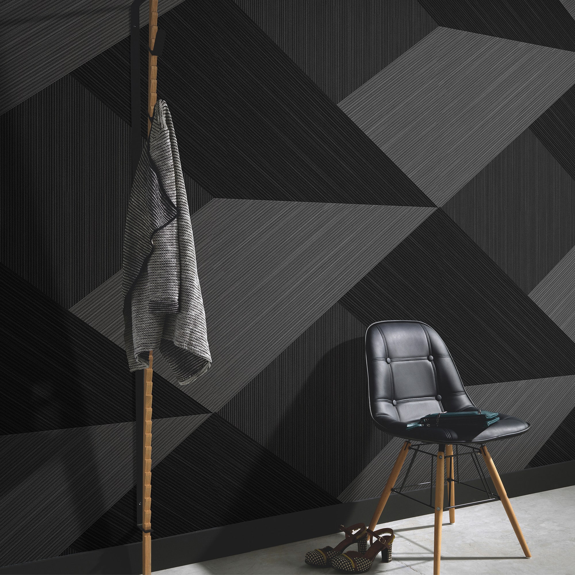 Designs Direct Shadow Grid Black Wall Mural
