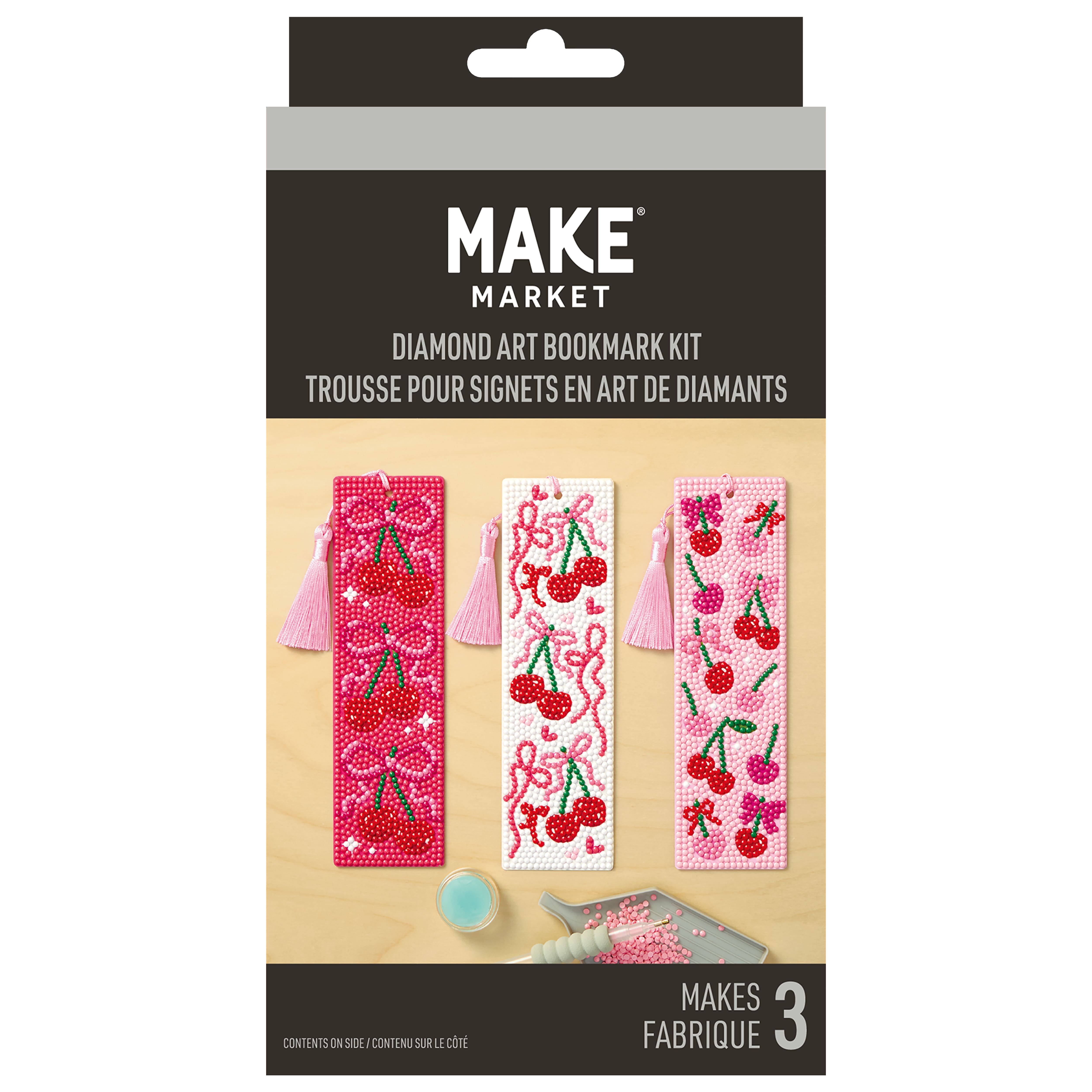 Cherries 3-Piece Diamond Art Bookmark Kit by Make Market®