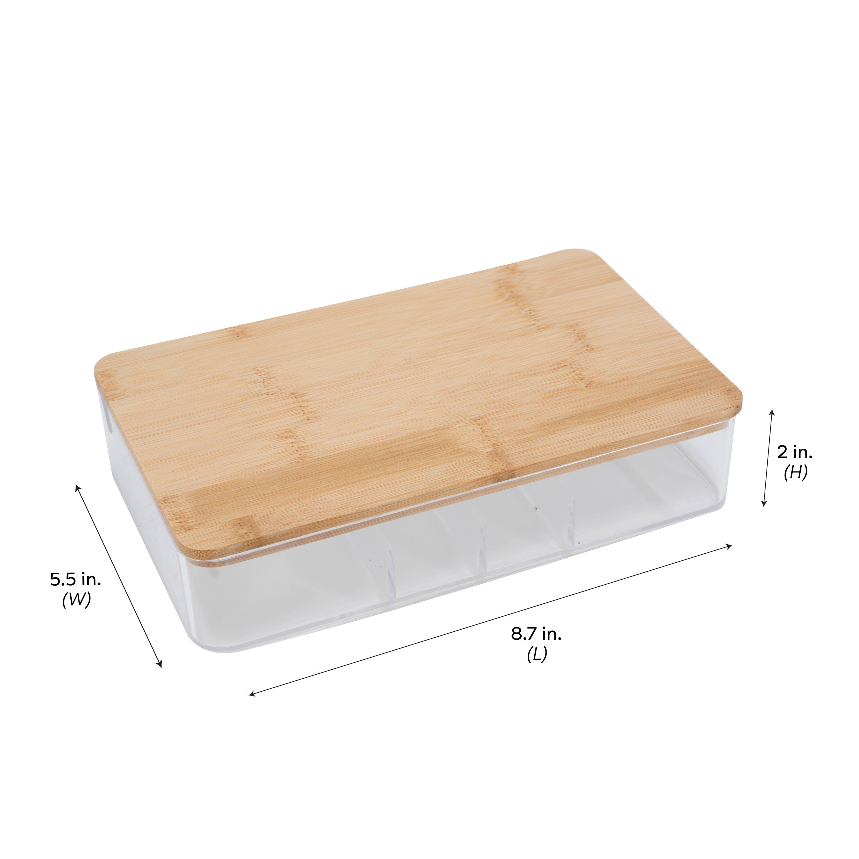 Simplify Bamboo Lid & Mirror Clear 5 Compartment Organizer