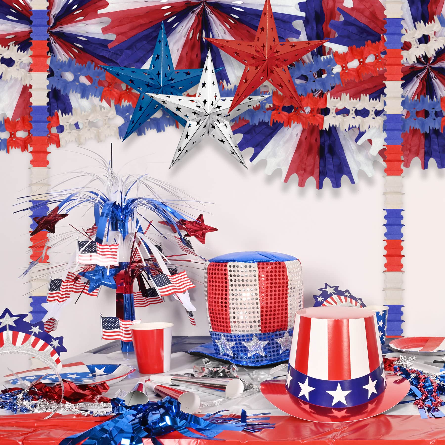 Beistle 14.5ft. Red, White & Blue Pageant Garlands, 2ct.