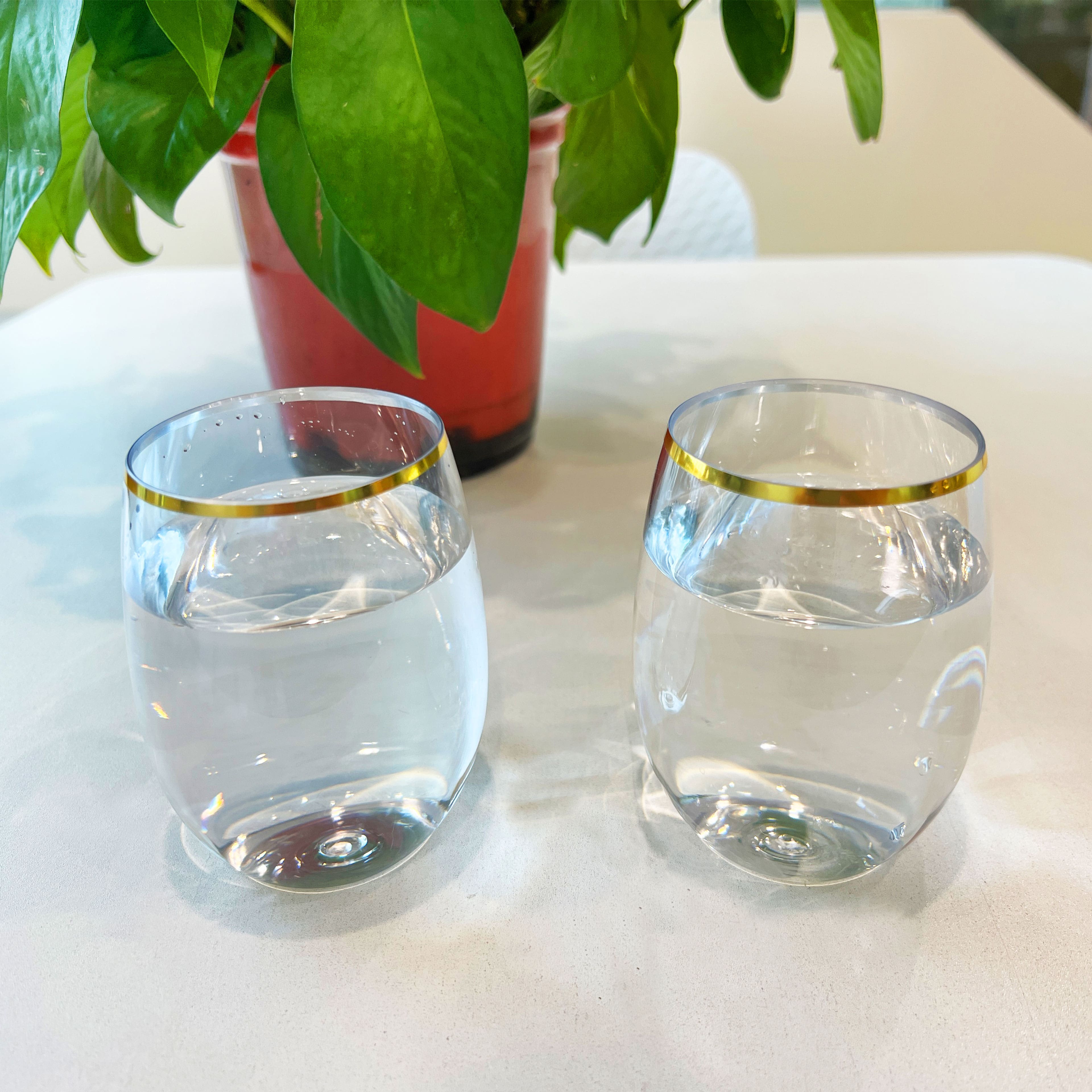 6 Packs: 8 ct. (48 total) Gold Rim Stemless Wine Glasses by Celebrate It™