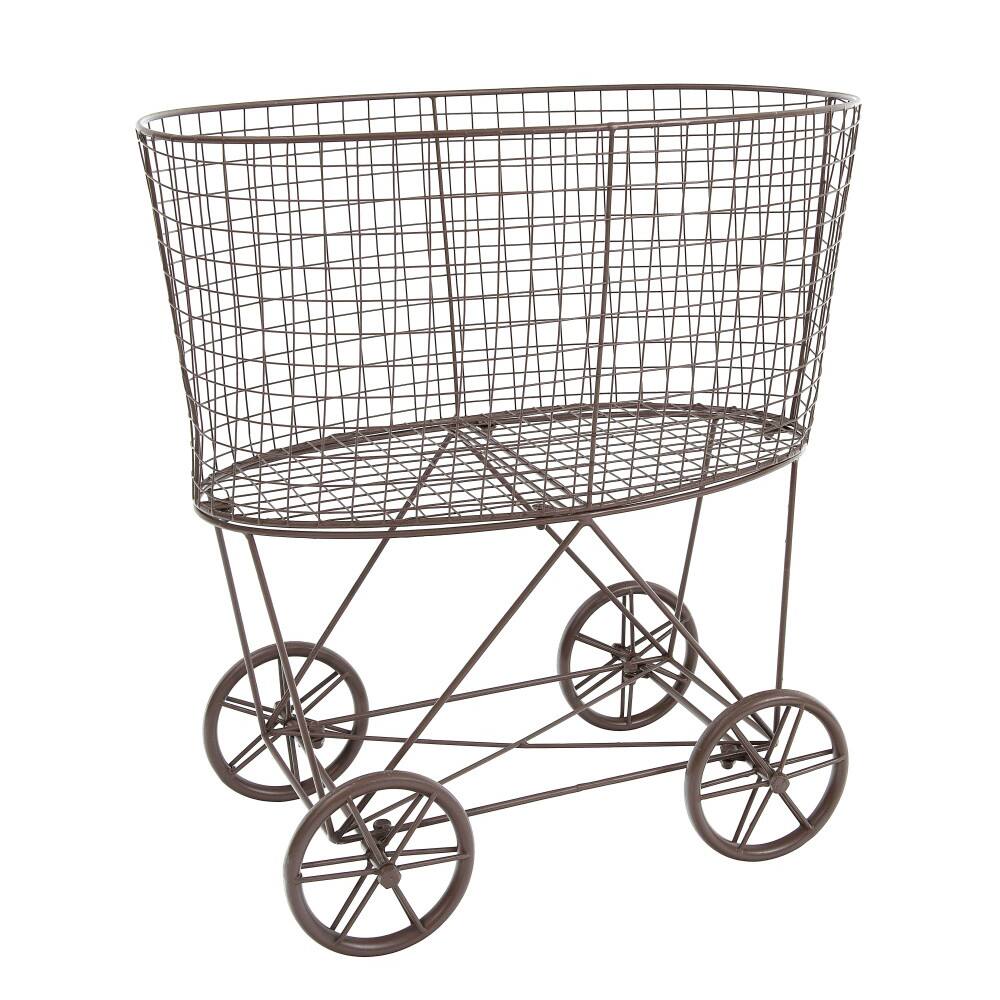 Hello Honey® 27" Vintage Reproduction Metal Laundry Basket on Wheels