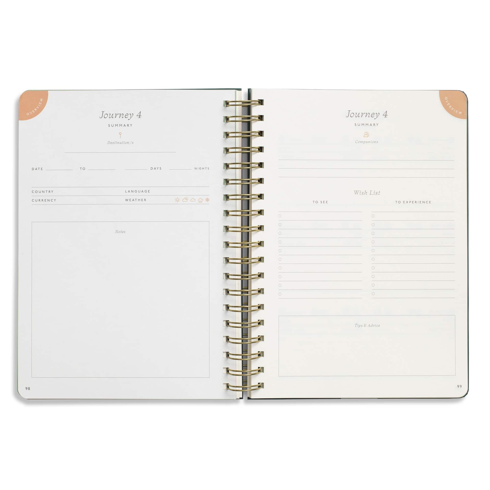 Papier 7.75" x 10" Off Piste Hardcover Spiral Guided Travel Journal
