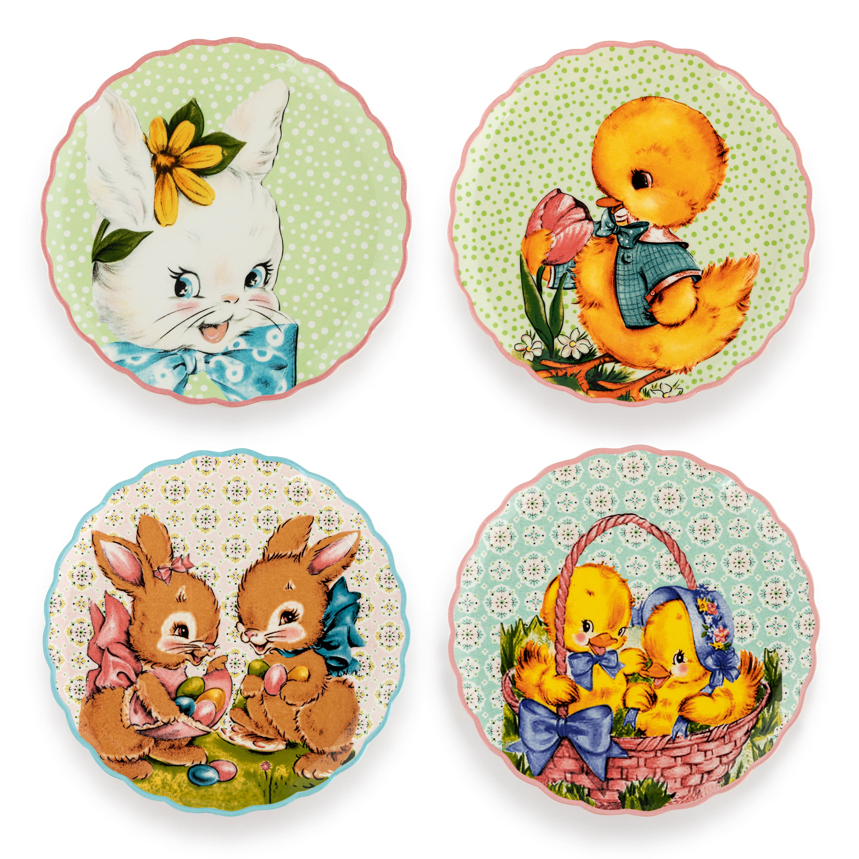 Mr. Cottontail 8" Scalloped Easter Plates Set