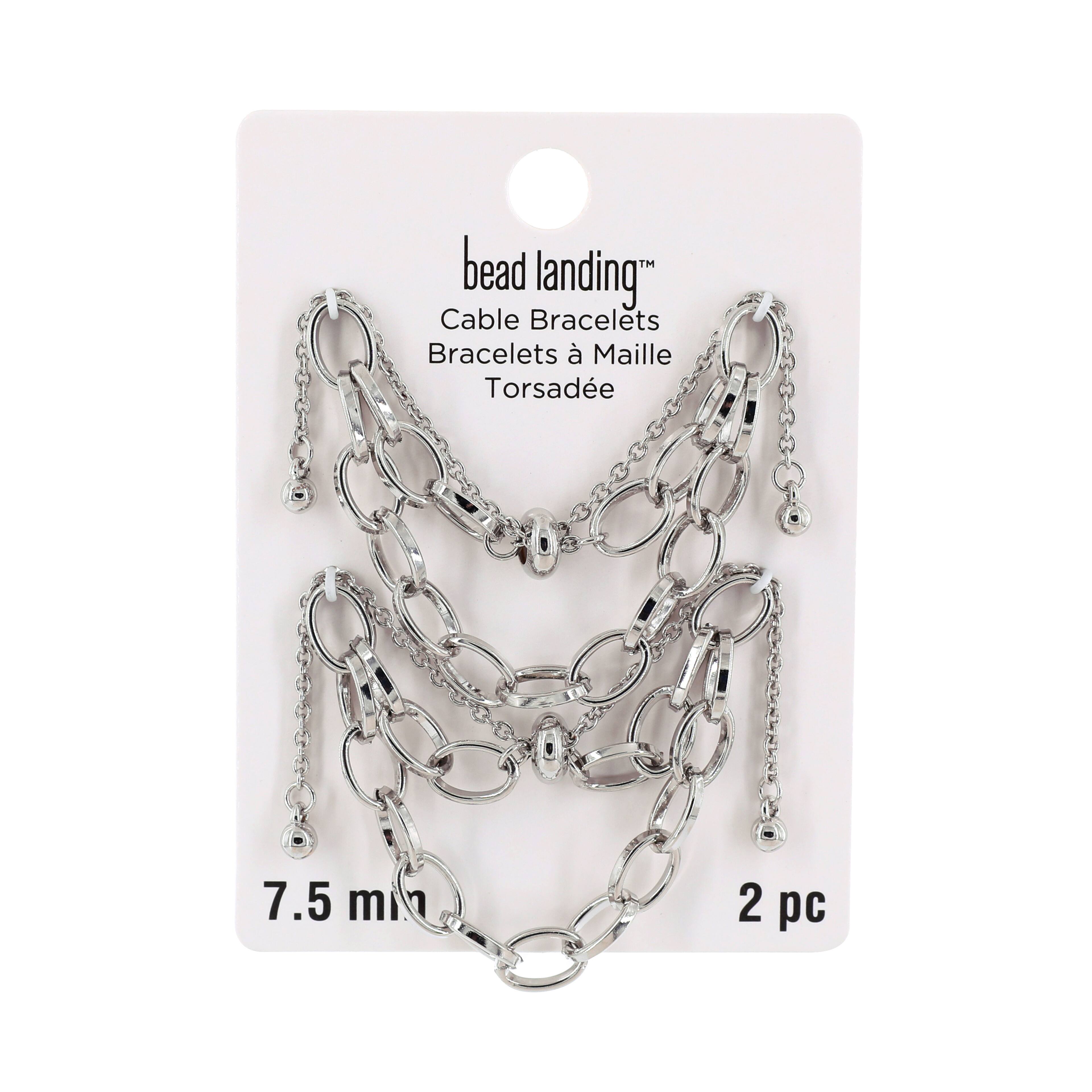 12 Packs: 2 ct. (24 total) Rhodium Cable Slider Charm Bracelets by Bead Landing™
