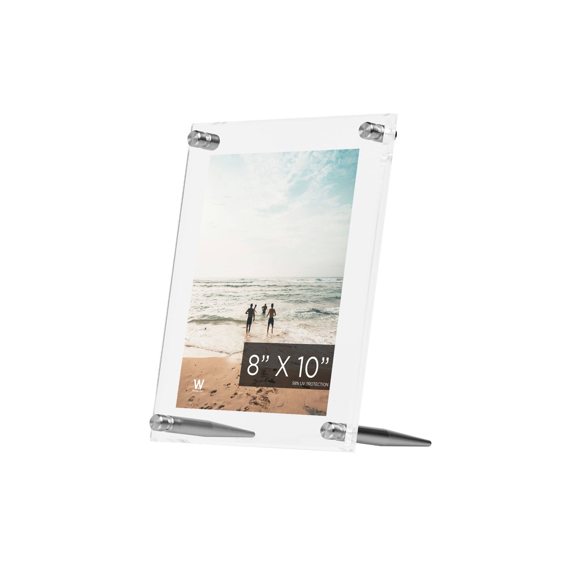 Wexel Art Clear Acrylic Tabletop Floating Picture Frame with Silver Hardware