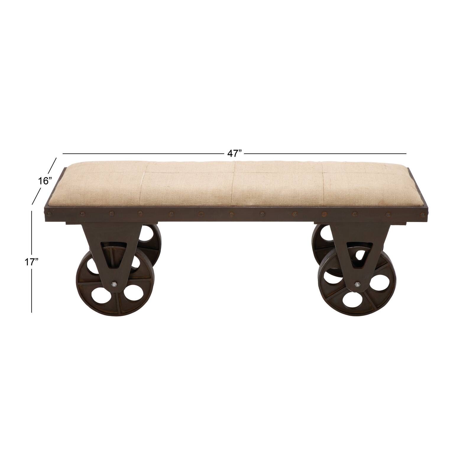 Brown Wood & Metal Industrial Bench