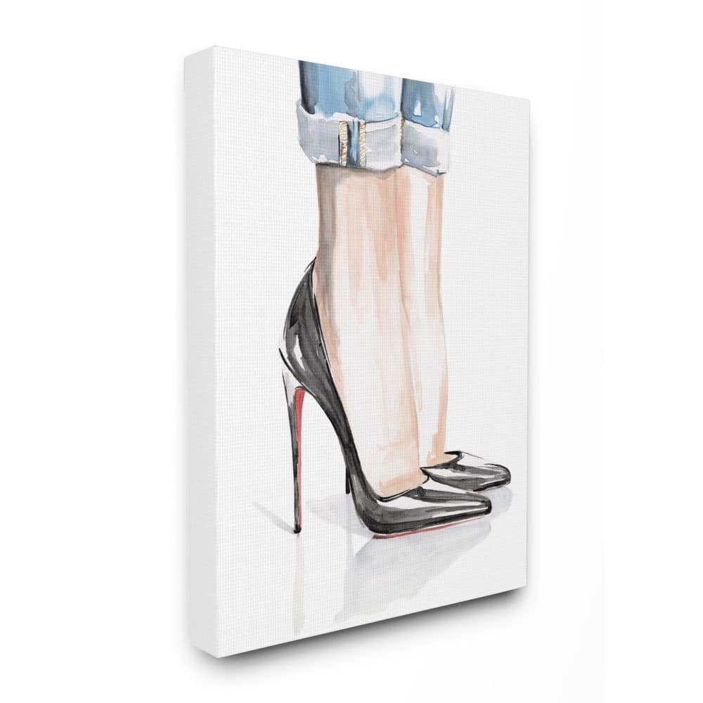 Stupell Industries Fashion Heels Women's Denim Cuff Watercolor Canvas Wall Art
