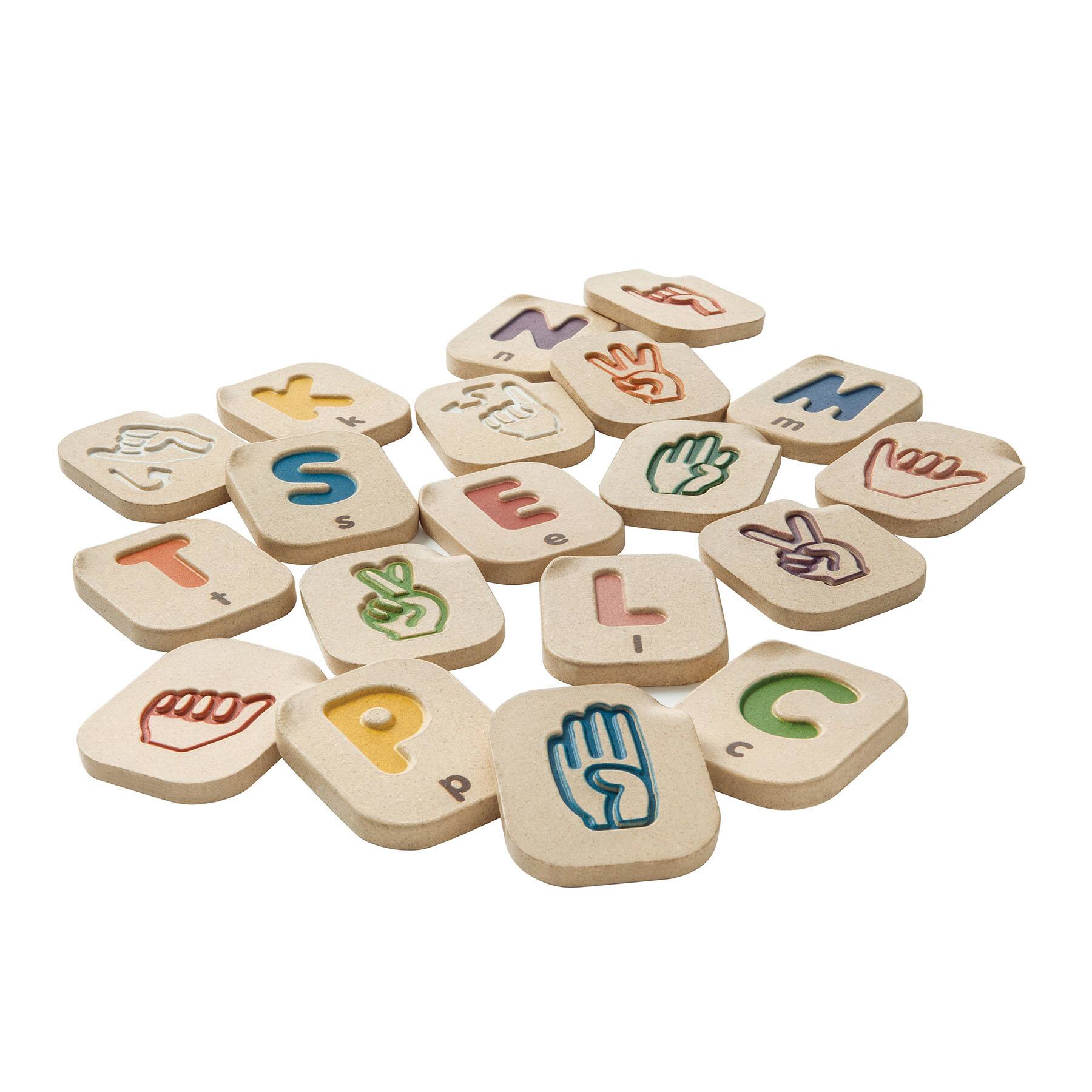 PlanToys Hand Sign Alphabet A-Z Wooden Tiles Set