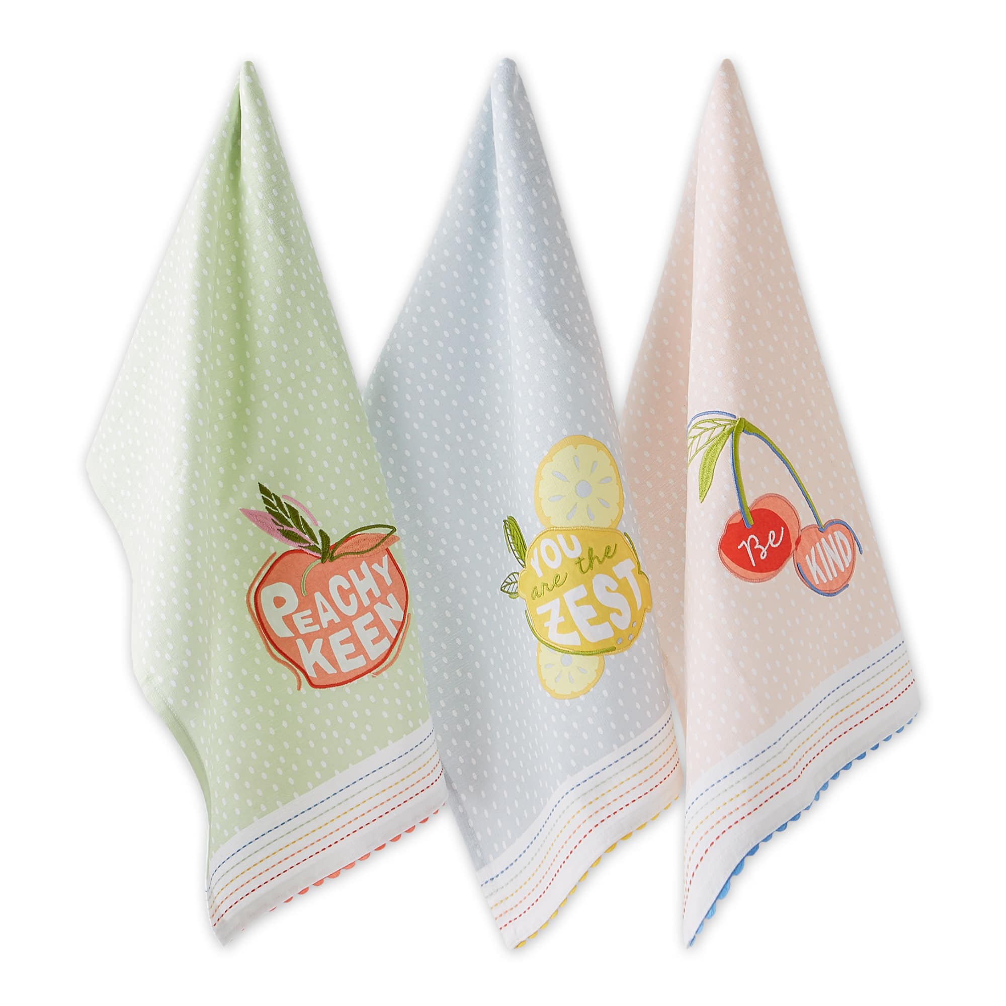 Assorted Summer Fruit Embellished Dishtowel (Set of 3)