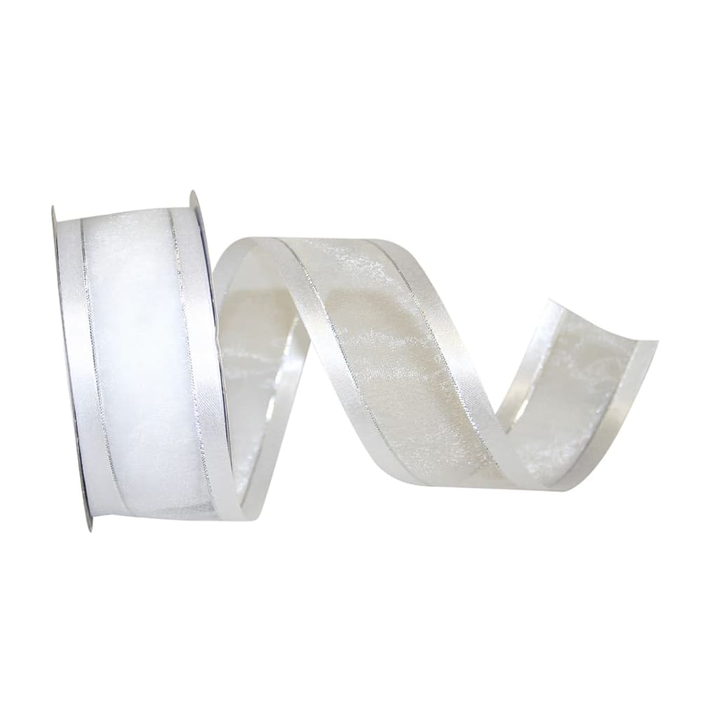 JAM Paper 1.5" x 25yd. Sheer Satin Edge Metallic Ribbon