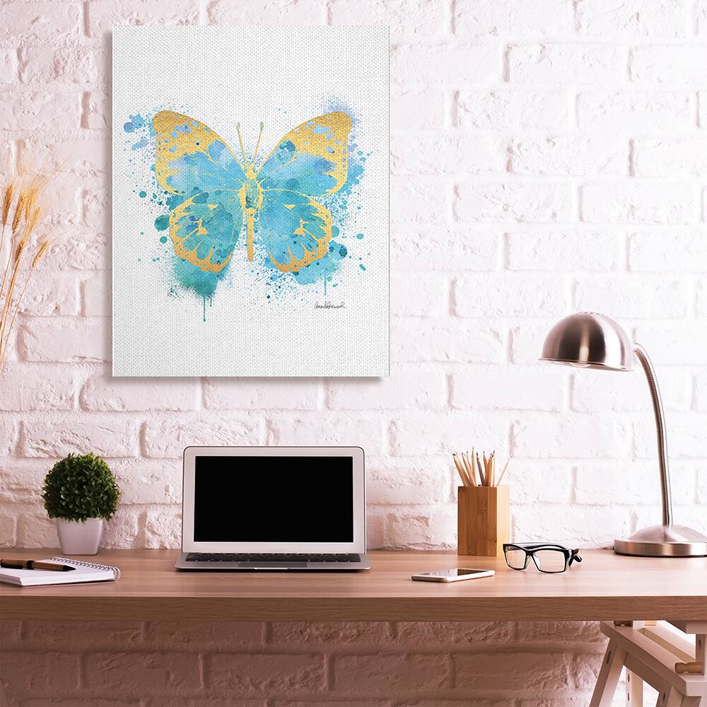 Stupell Industries Abstract Butterfly Turquoise Blue Paint Splatter Wall Art