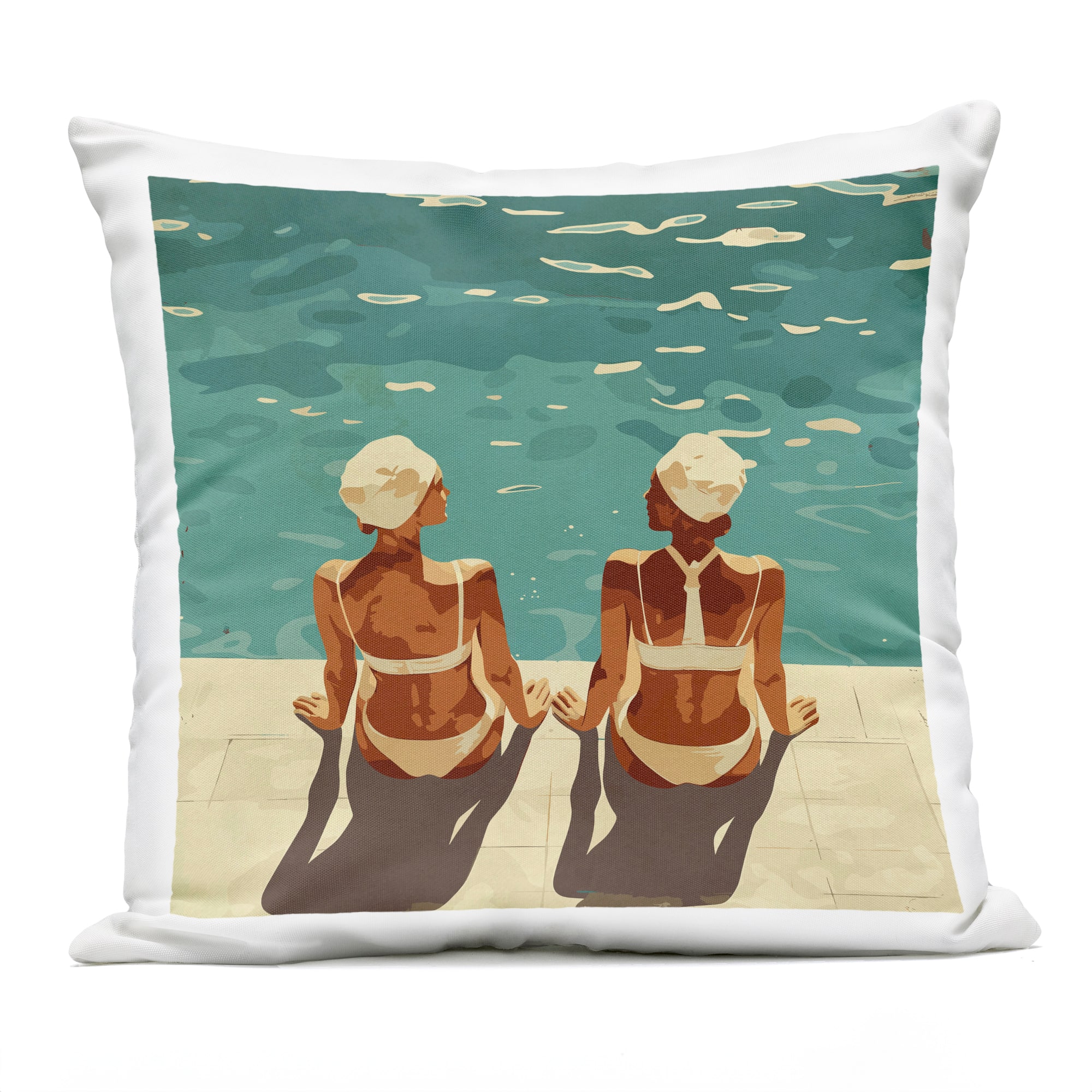 Stupell Industries 18" x 18" Swimmer Friends Duo Outdoor Print Throw Pillow