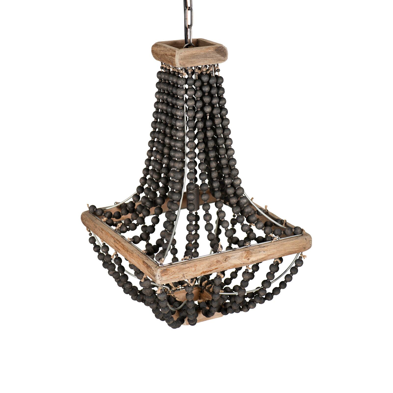 Hello Honey® Wood & Metal Framed Chandelier with Wood Bead Draping