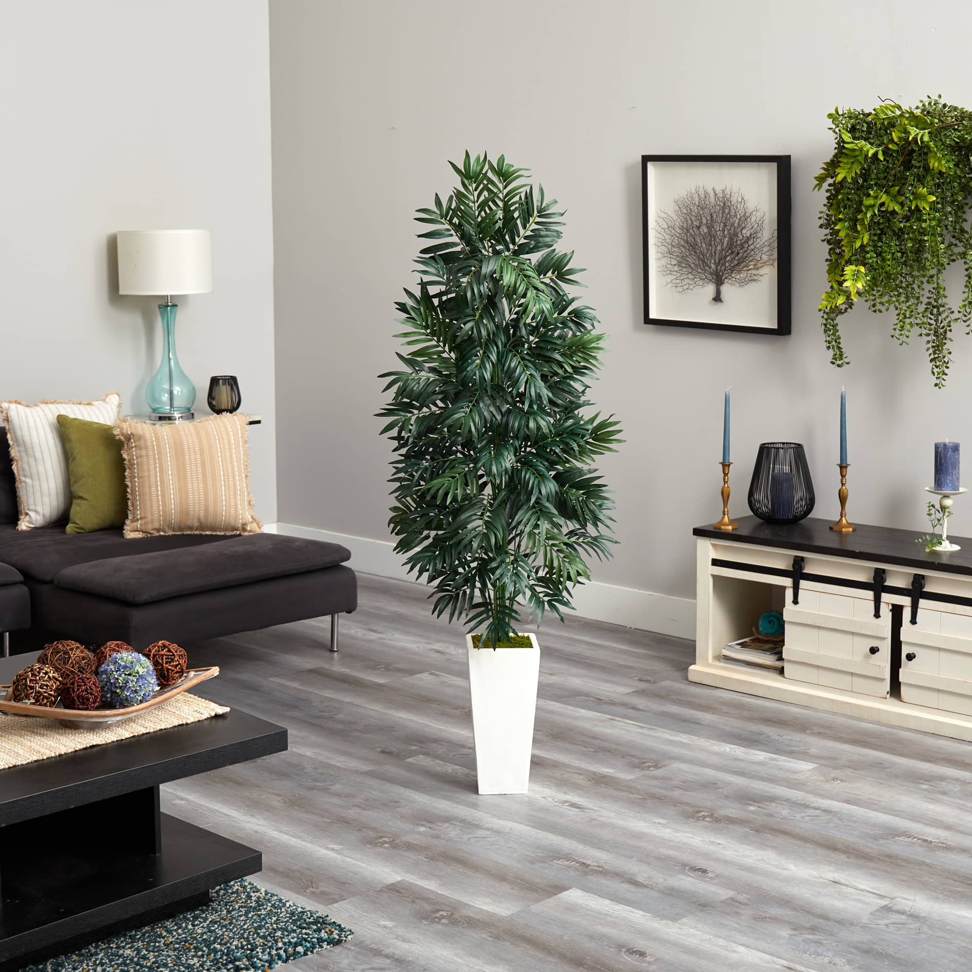 5ft. Bamboo Tree in White Planter