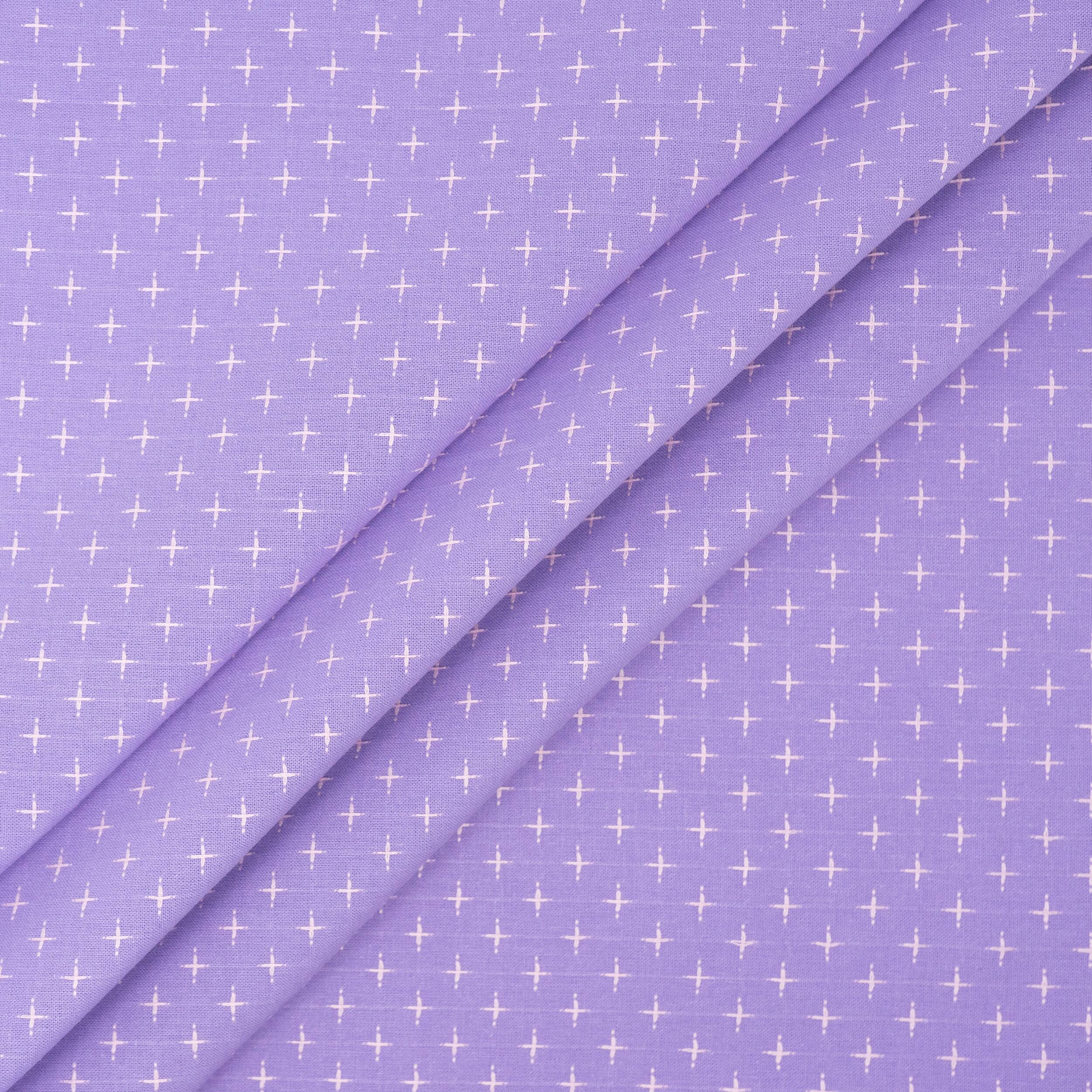 SINGER Purple Embroidery Print Ringspun Cotton Fabric