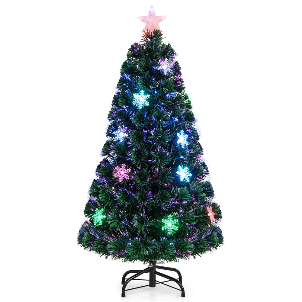 Costway 4ft. Pre-Lit Fiber Optic Artificial Christmas Tree with Star Topper, Multicolor LED Lights