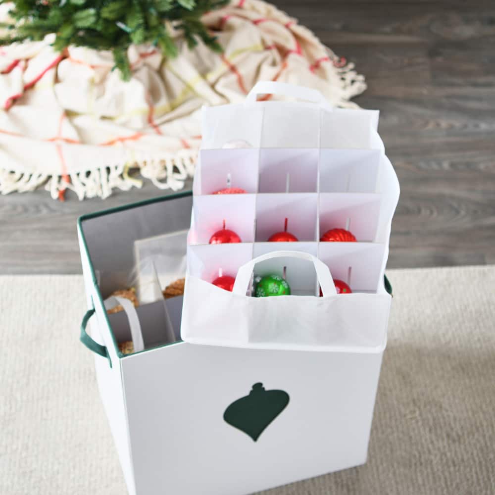 Household Essentials Green & White Ornament Storage Box