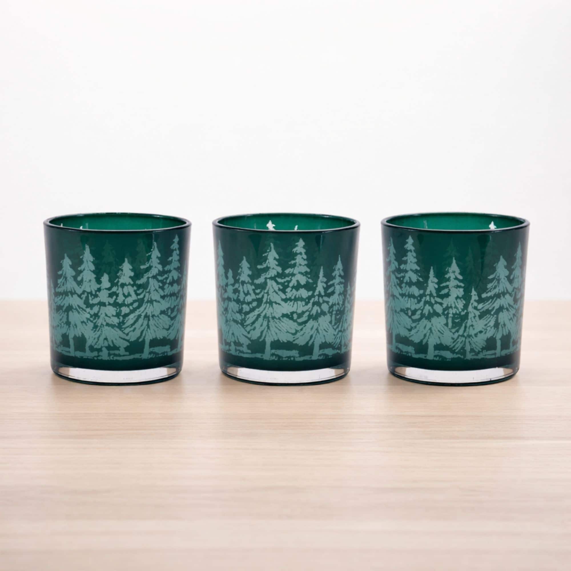 Melrose 10" Pine Tree Print Votive Candle Holders, 3ct.