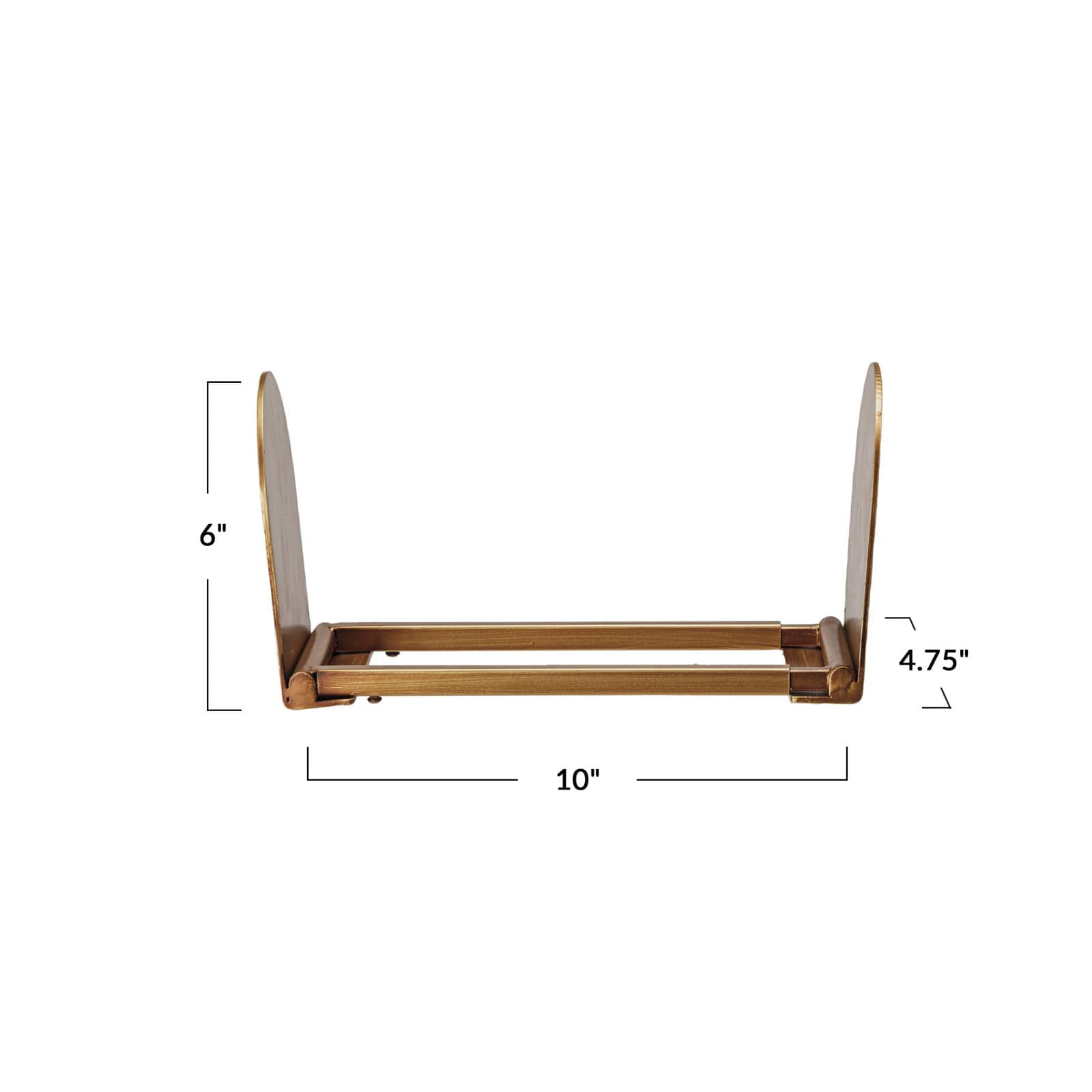 Hello Honey® 10" Gold Antique Finish Adjustable Metal Book Rack