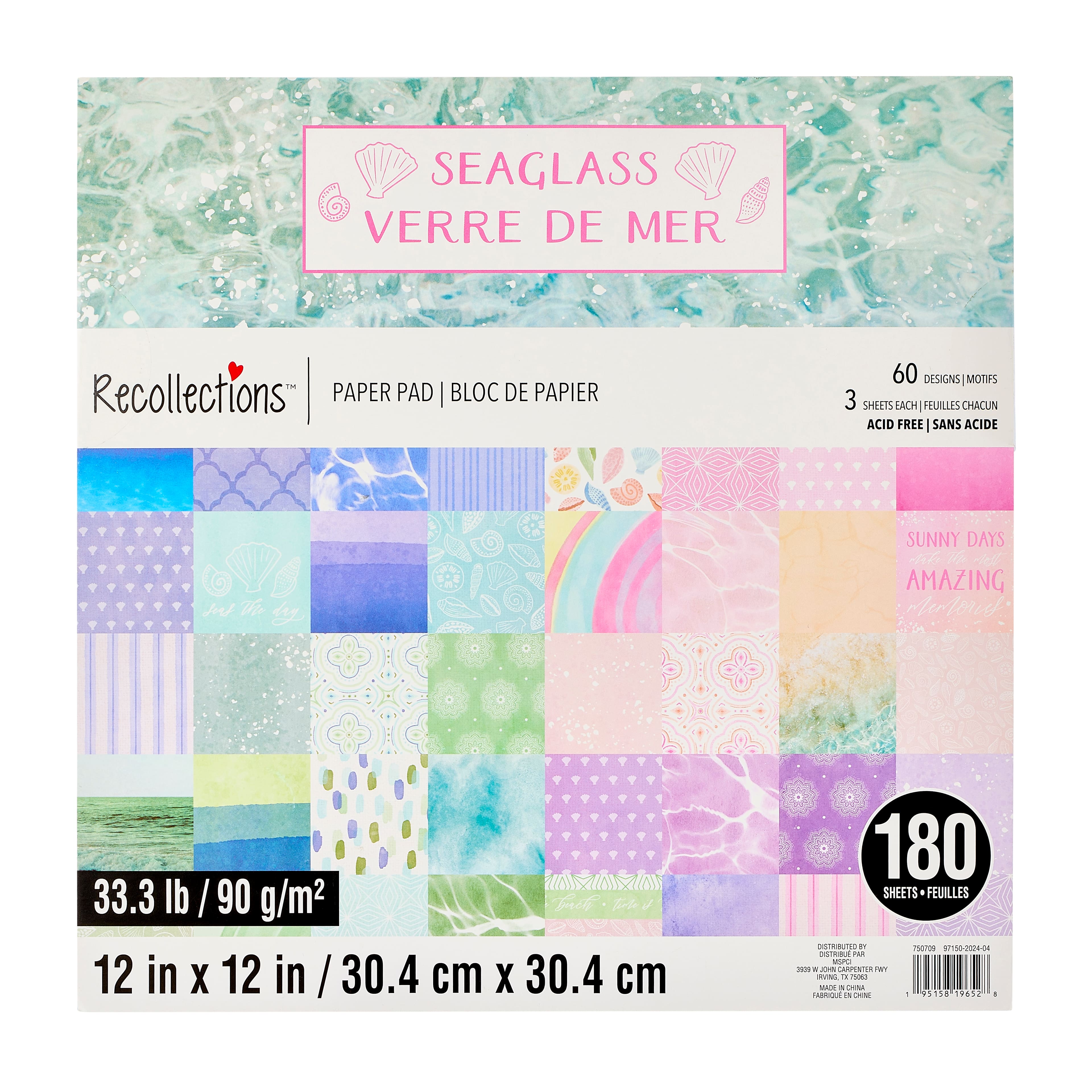 12" x 12" Seaglass Paper Pad by Recollections™, 180 Sheets