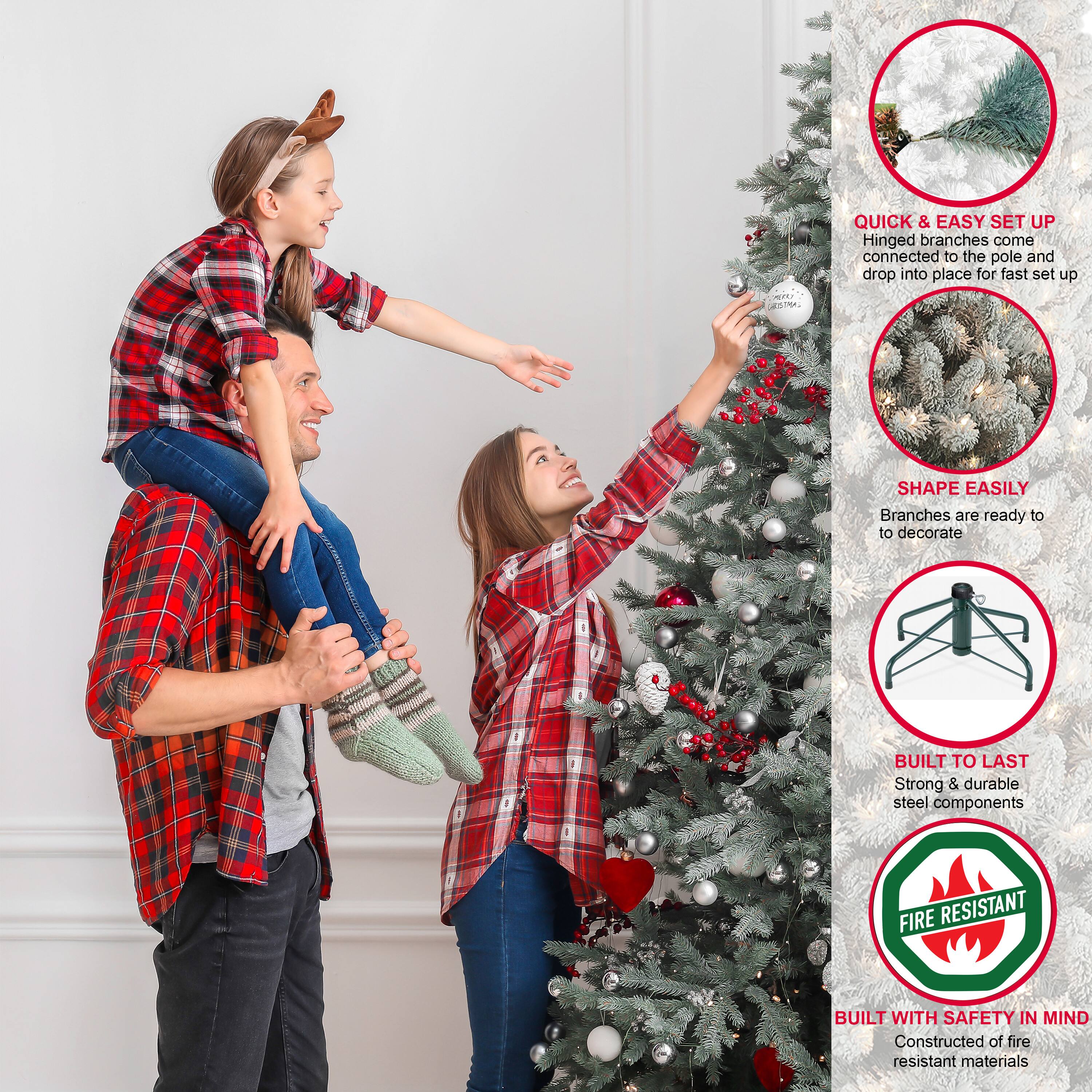 9ft. Pre-Lit Flocked Royal Majestic Fir Artificial Christmas Tree, Clear LED Lights
