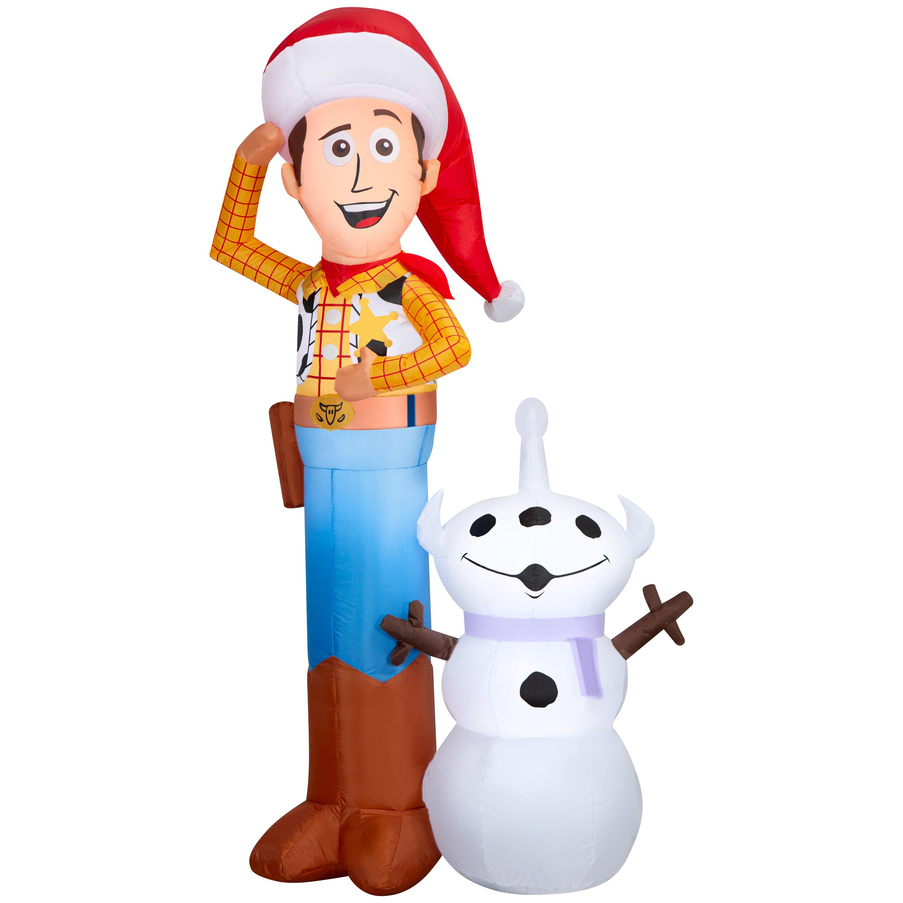 6ft. Airblown® Inflatable Disney® Woody with Snowman Scene Christmas Light Décor