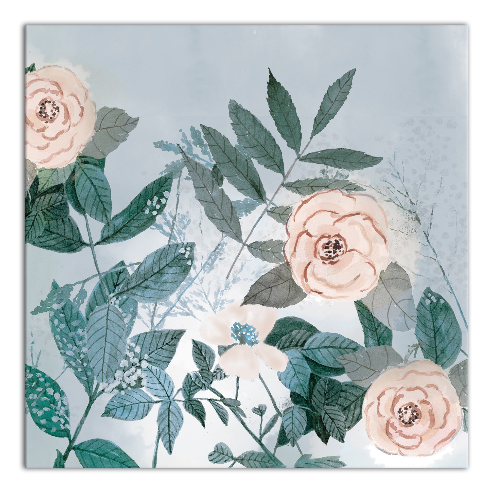 Peach and Green Botanicals 24" x 24" Canvas Wall Art