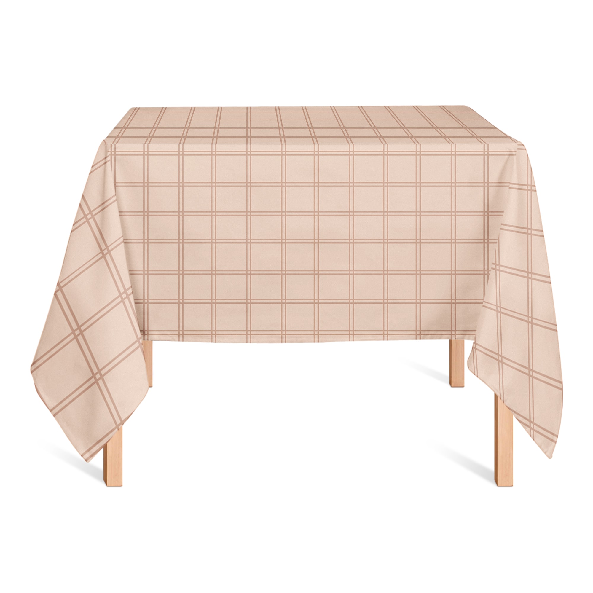 Faded Pink Grid Cotton Tablecloth