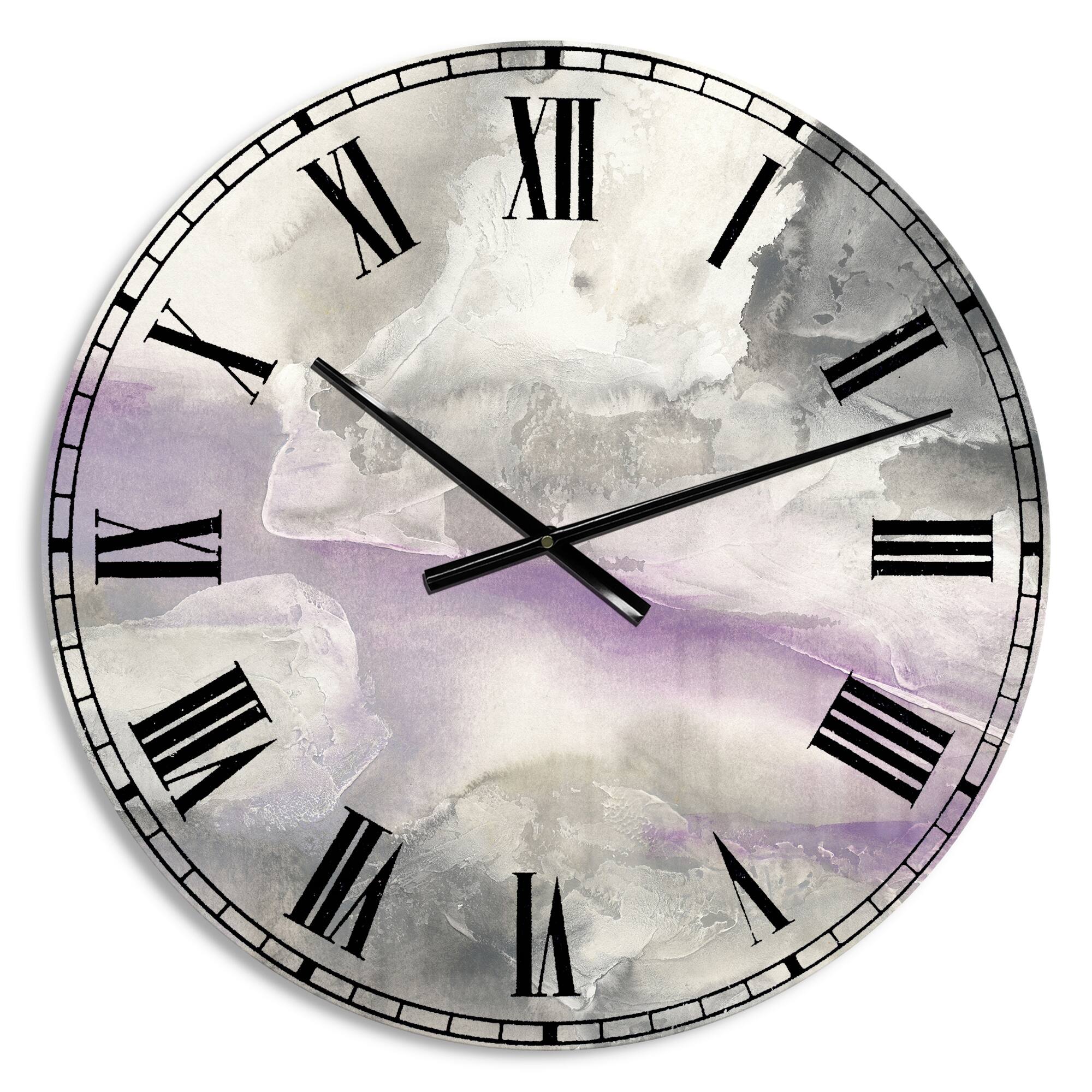 Designart Watercolor Minimal Purple Tones I Wall Clock
