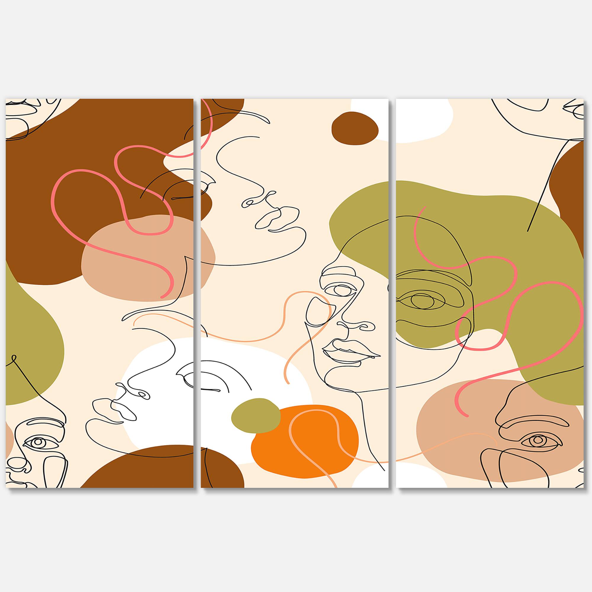 Designart - One Line Portrait of African American Women III