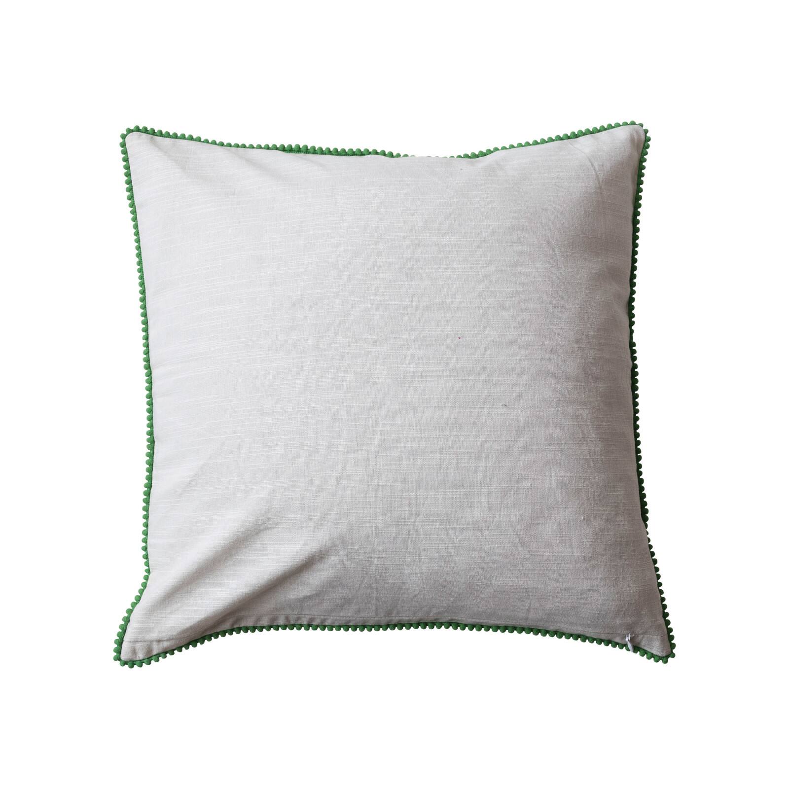 Hello Honey® 18" Embroidered Merry Christmas Deer Cotton Slub Throw Pillow with Pom Pom Trim
