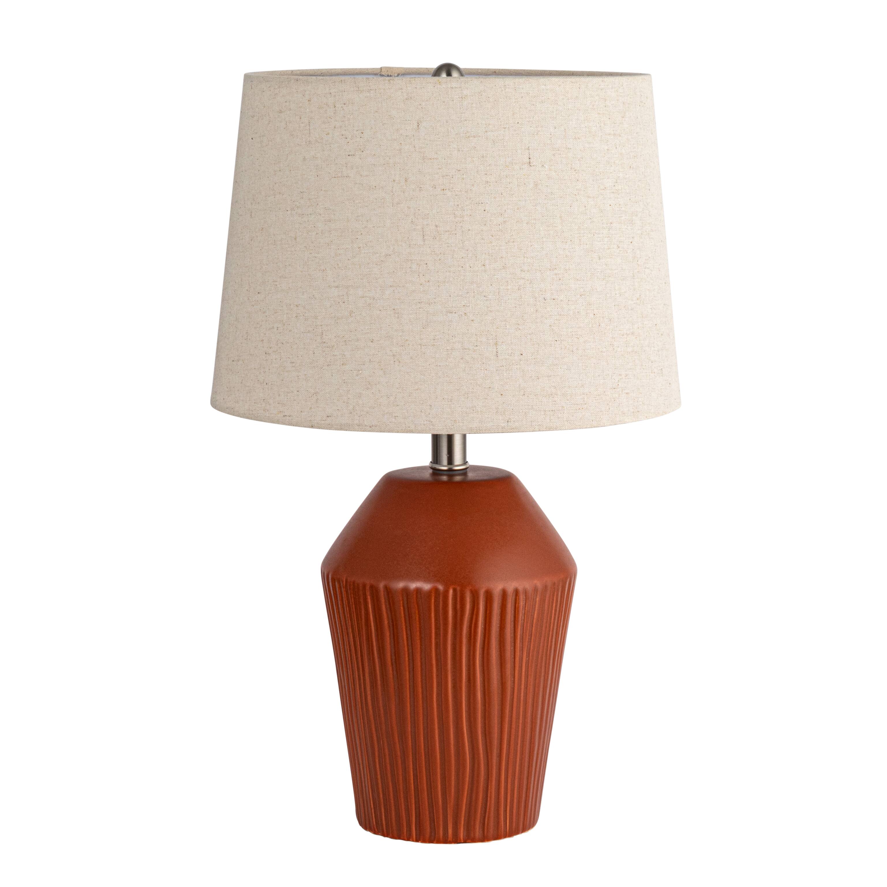 Hello Honey® 21" Brown Ribbed Round Stoneware Desk Lamp