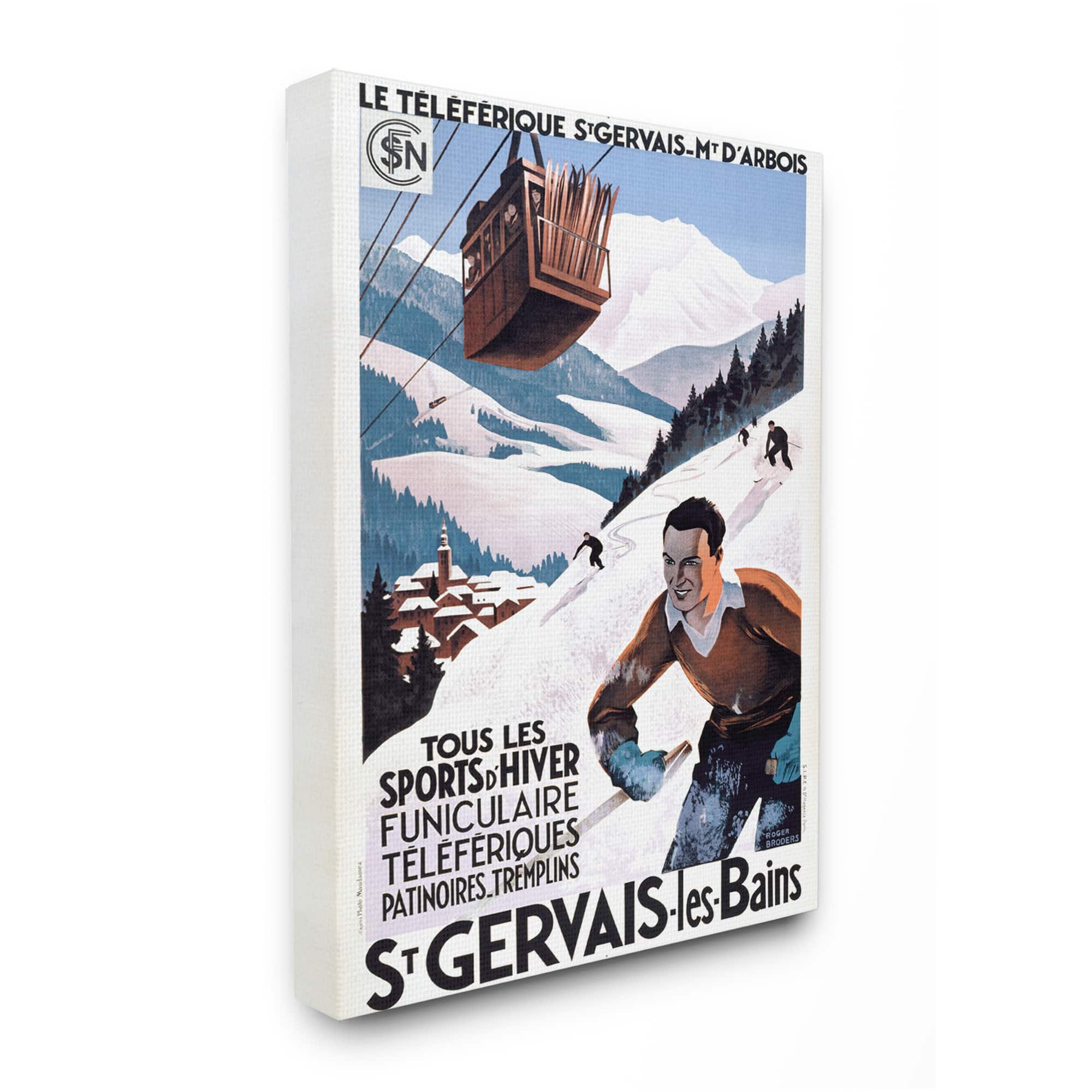 Stupell Industries Vintage Skiing Advertisement Canvas Wall Art