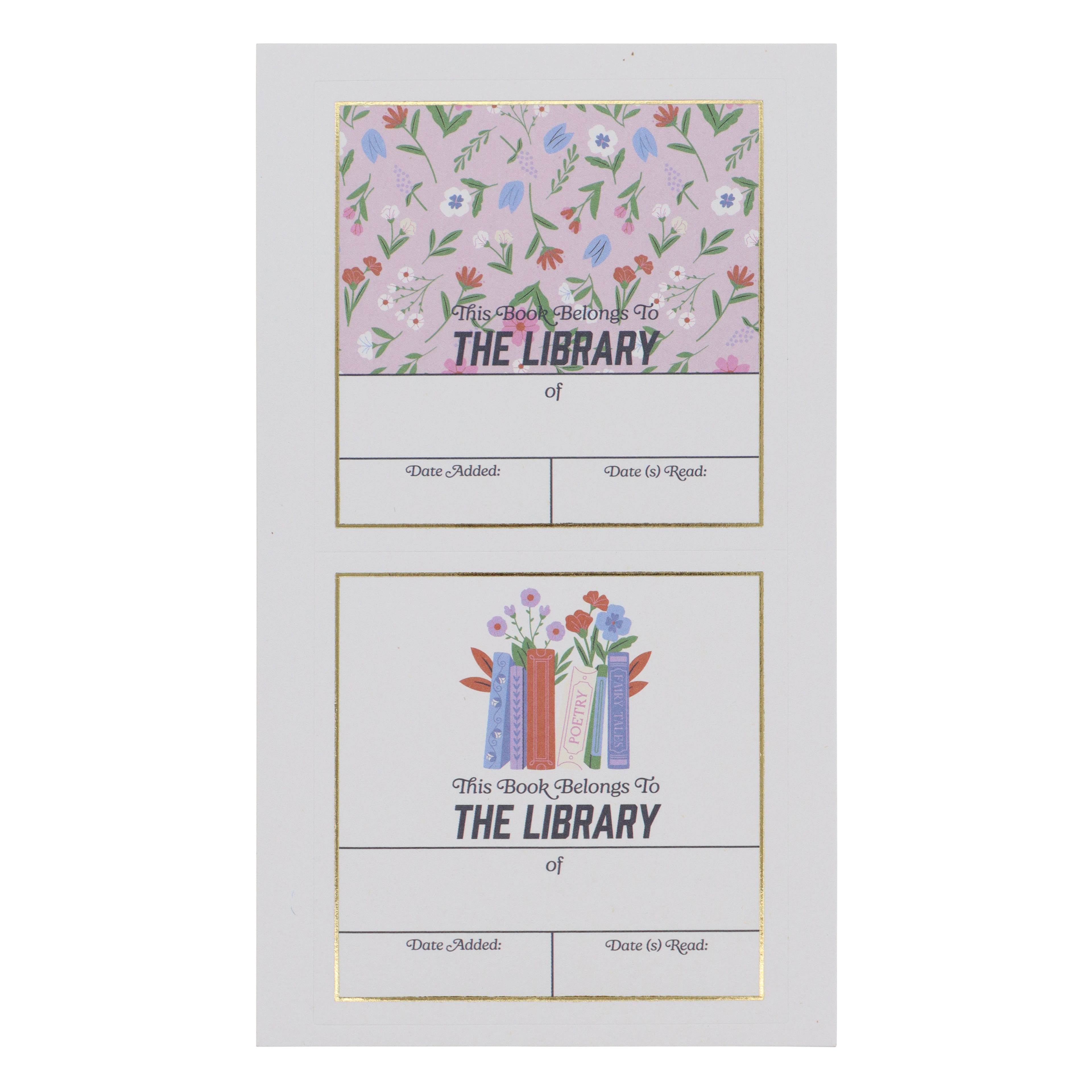Pink Floral Bookplate Stickers by Fab Finds