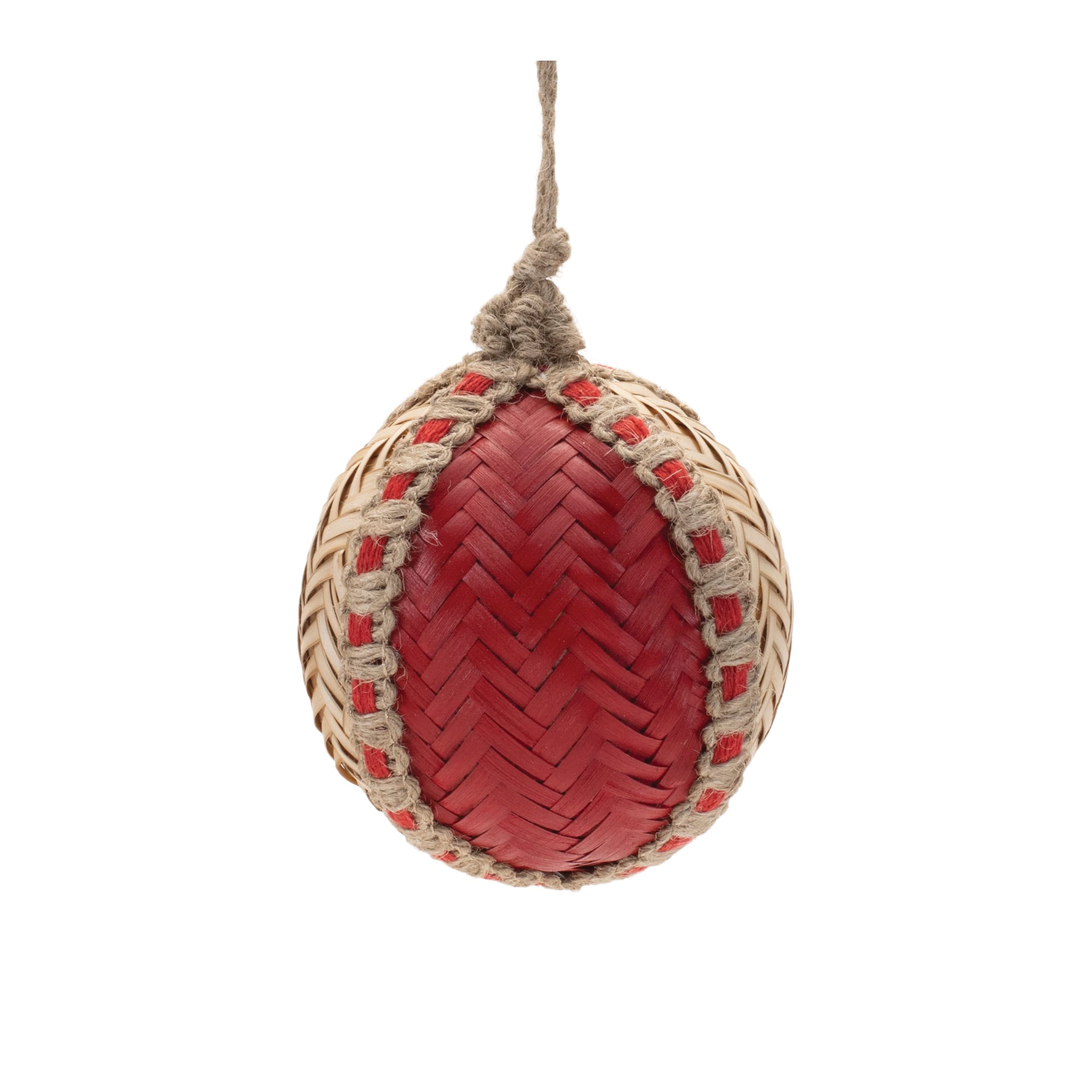 Woven Bamboo Ball Christmas Ornaments, 4ct.