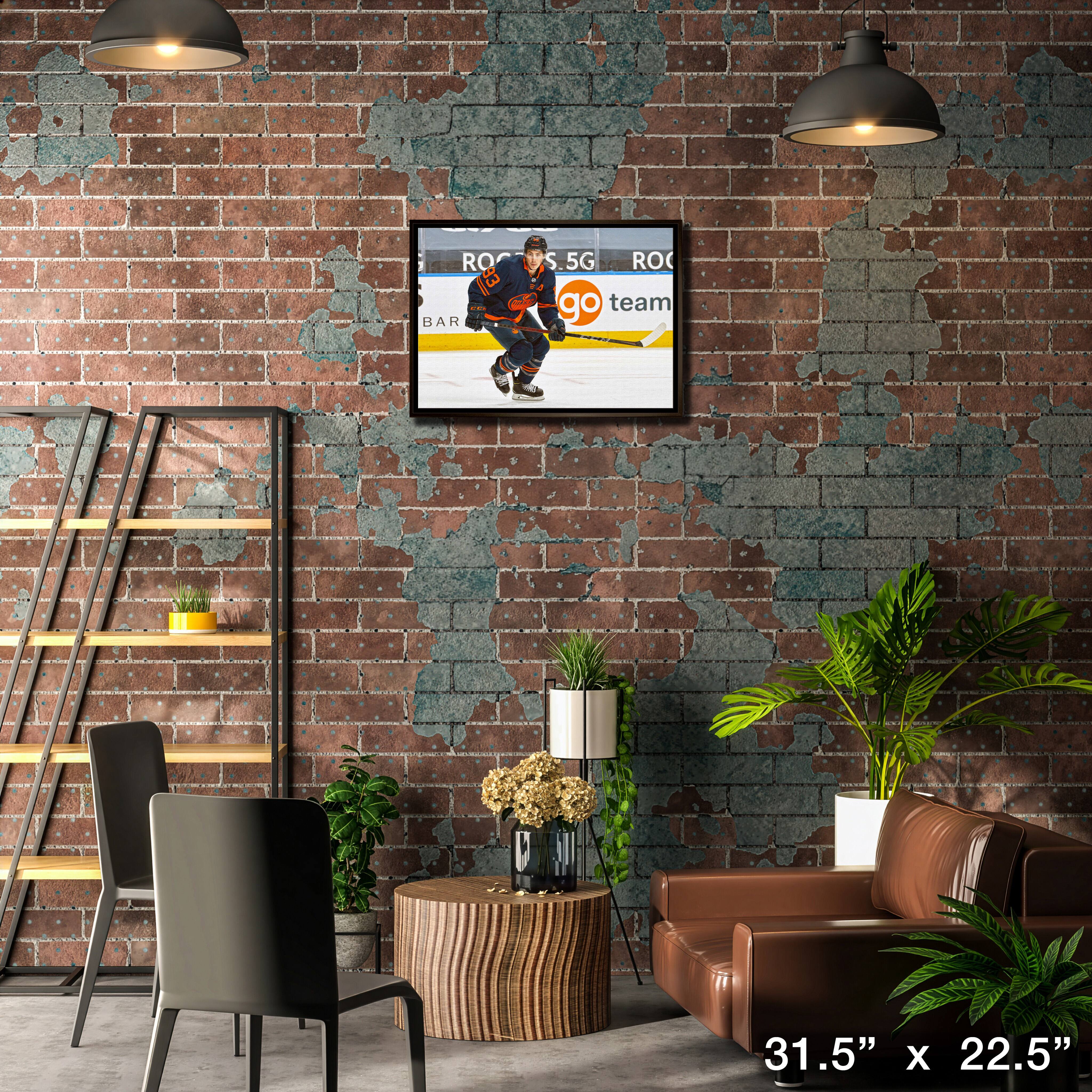 Ryan Nugent-Hopkins 20" x 29" Framed Canvas Oilers Action-H 31.5" x 22.5"