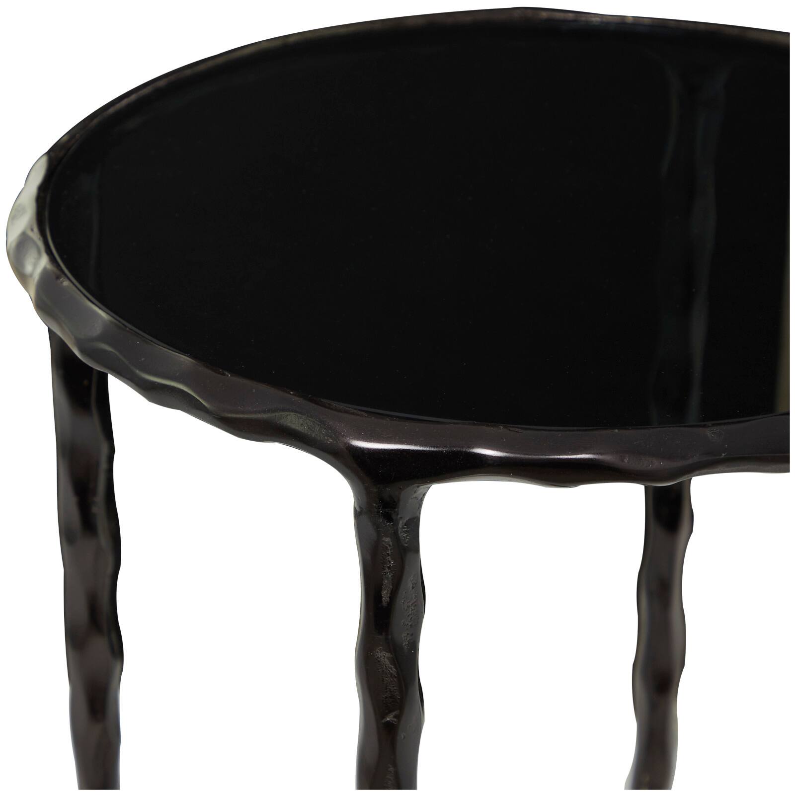 22" Aluminum Accent Table with Shaded Glass Top