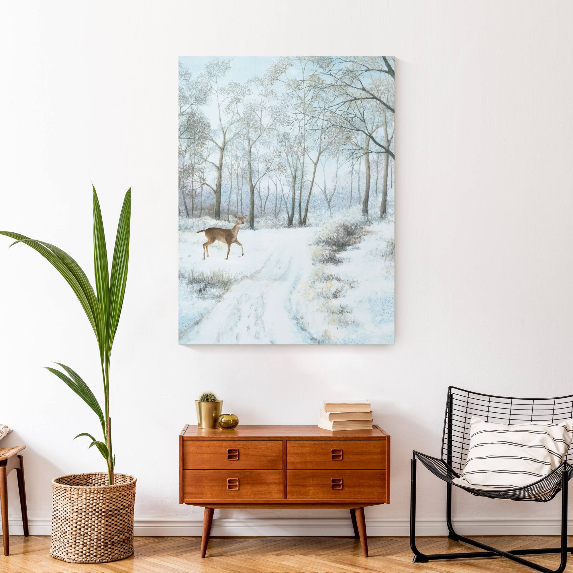 Doe Walking In The Snow 30x40 Canvas Wall Art