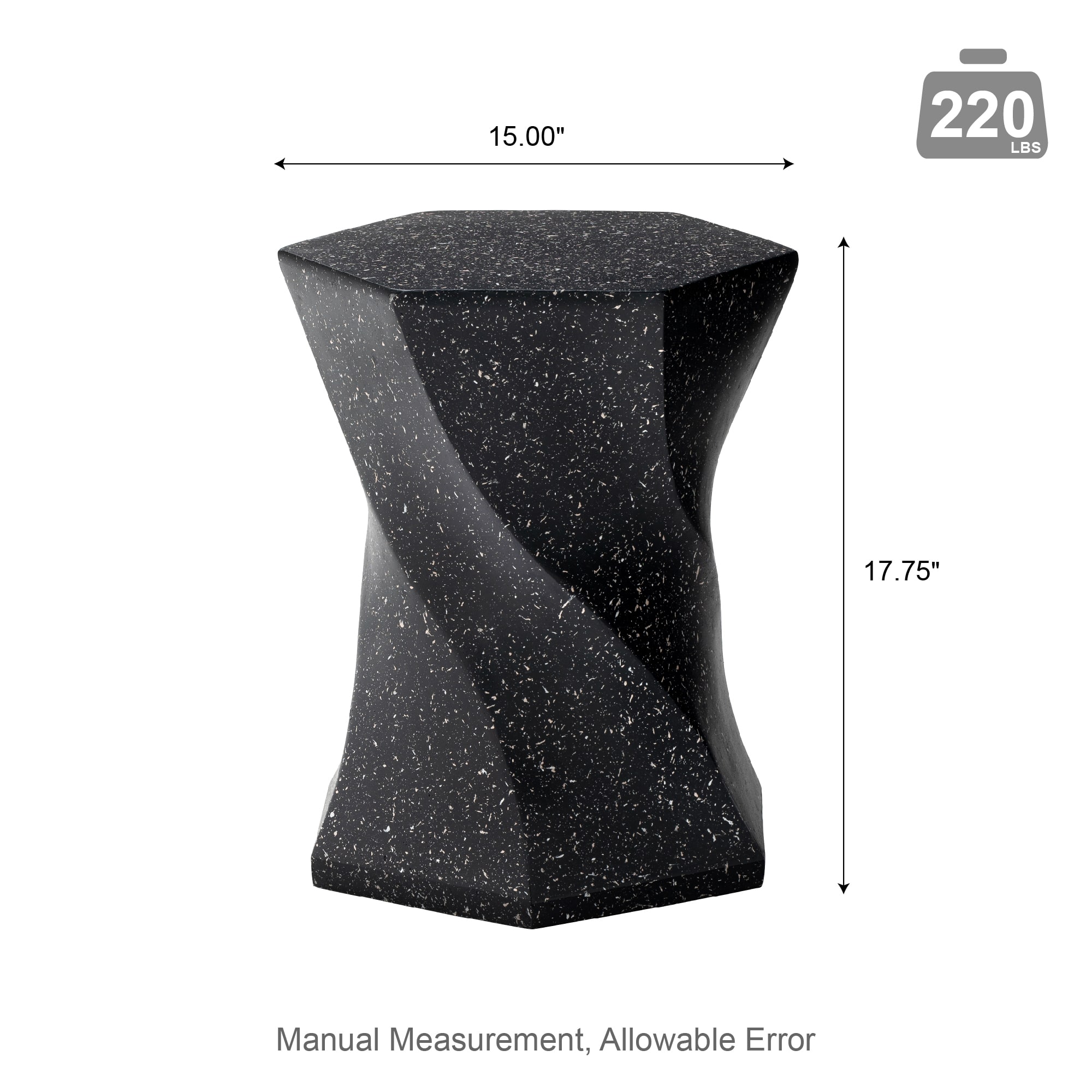 Glitzhome® 17.75" Multifunctional Twist-Style Faux Terrazzo Garden Stool