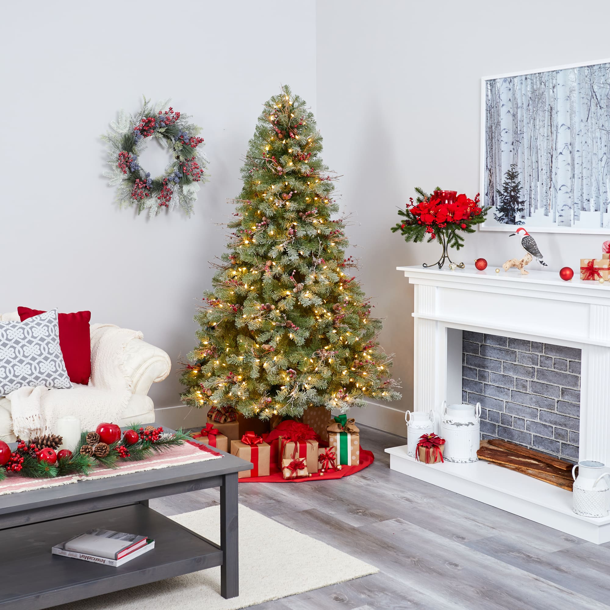 6.5ft. Pre-Lit Big Sky Spruce Artificial Christmas Tree, Clear LED Lights