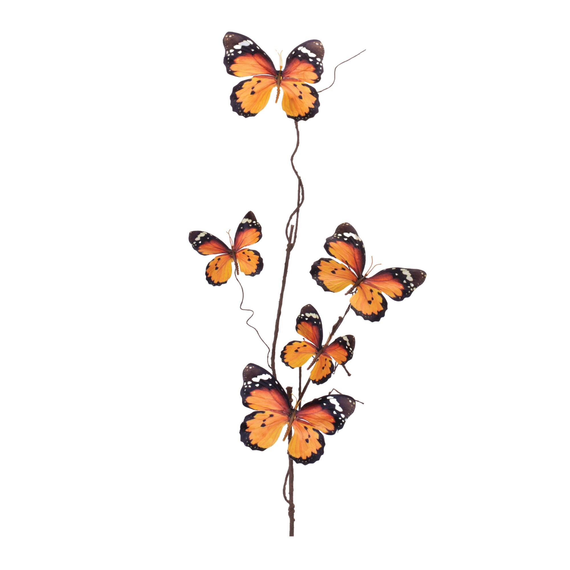 32" Orange & Black Toned Butterfly Twig Sprays, 6ct.