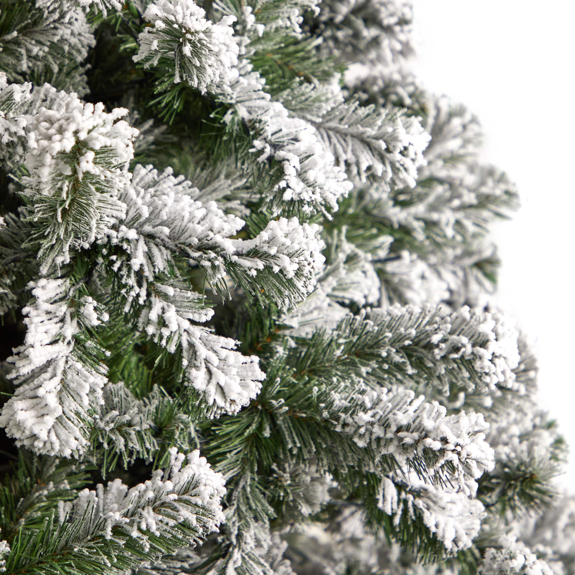 9ft. Pre-Lit Flocked West Virginia Fir Artificial Christmas Tree, Clear LED Lights